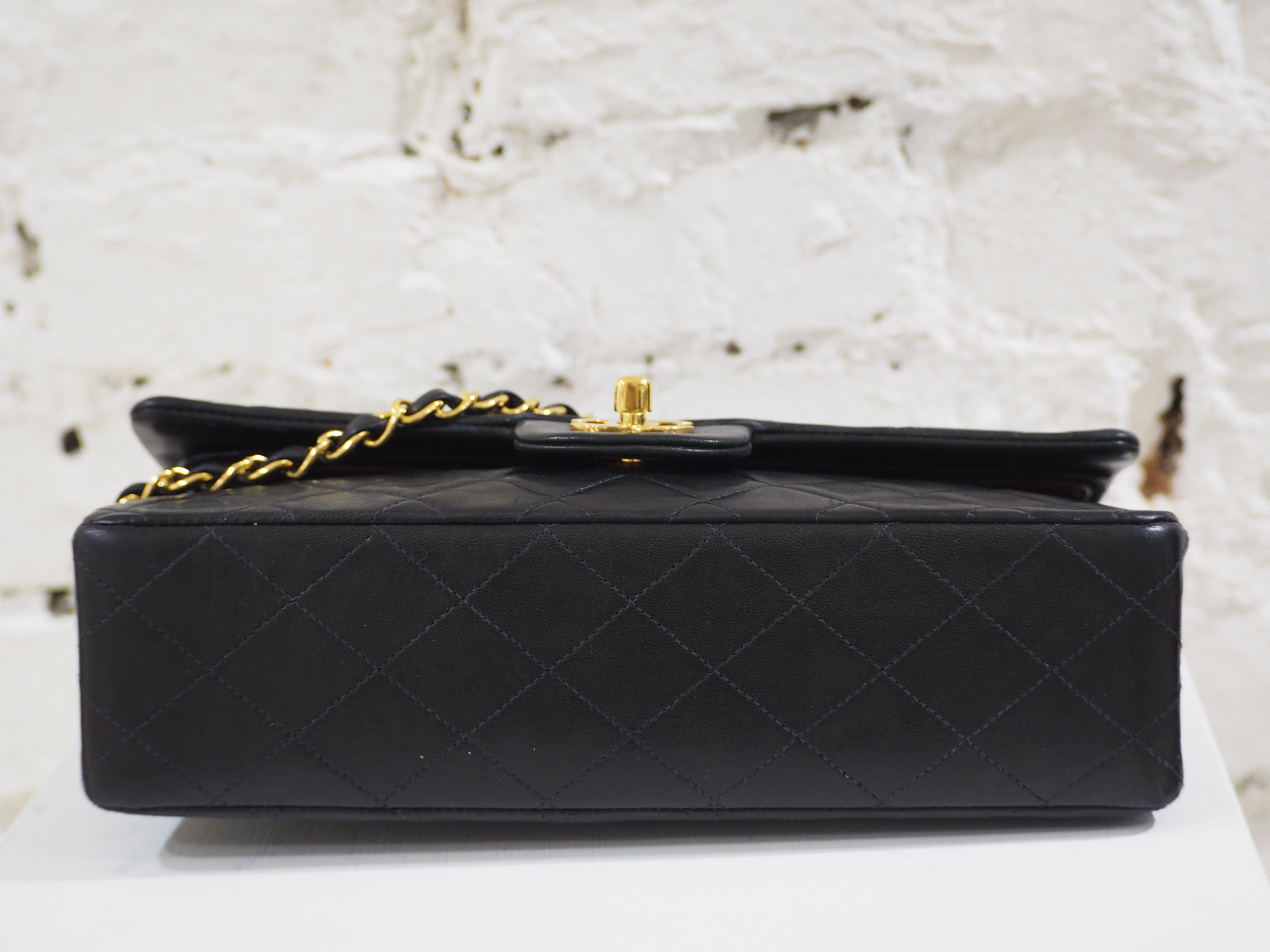 Chanel 2.55 black leather shoulder bag 2