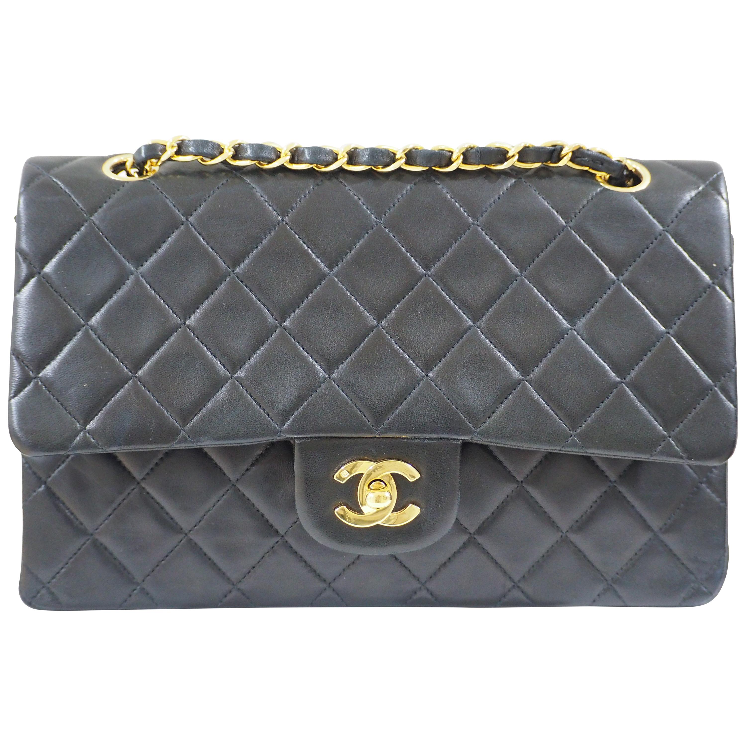 Chanel 2.55 black leather shoulder bag