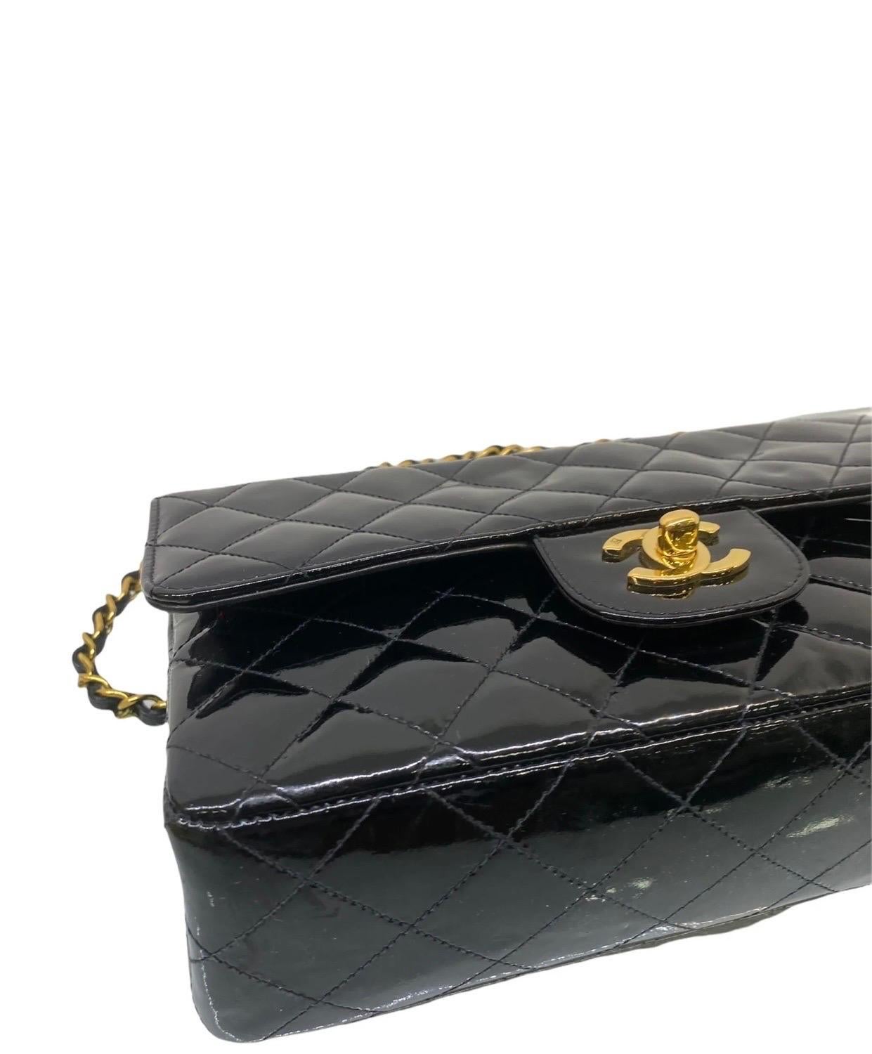 Chanel 2.55 Black Patent Leather 90’ 1