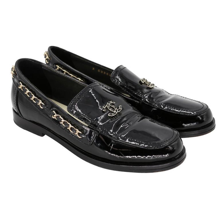 Chanel Logo Loafers - 16 For Sale on 1stDibs