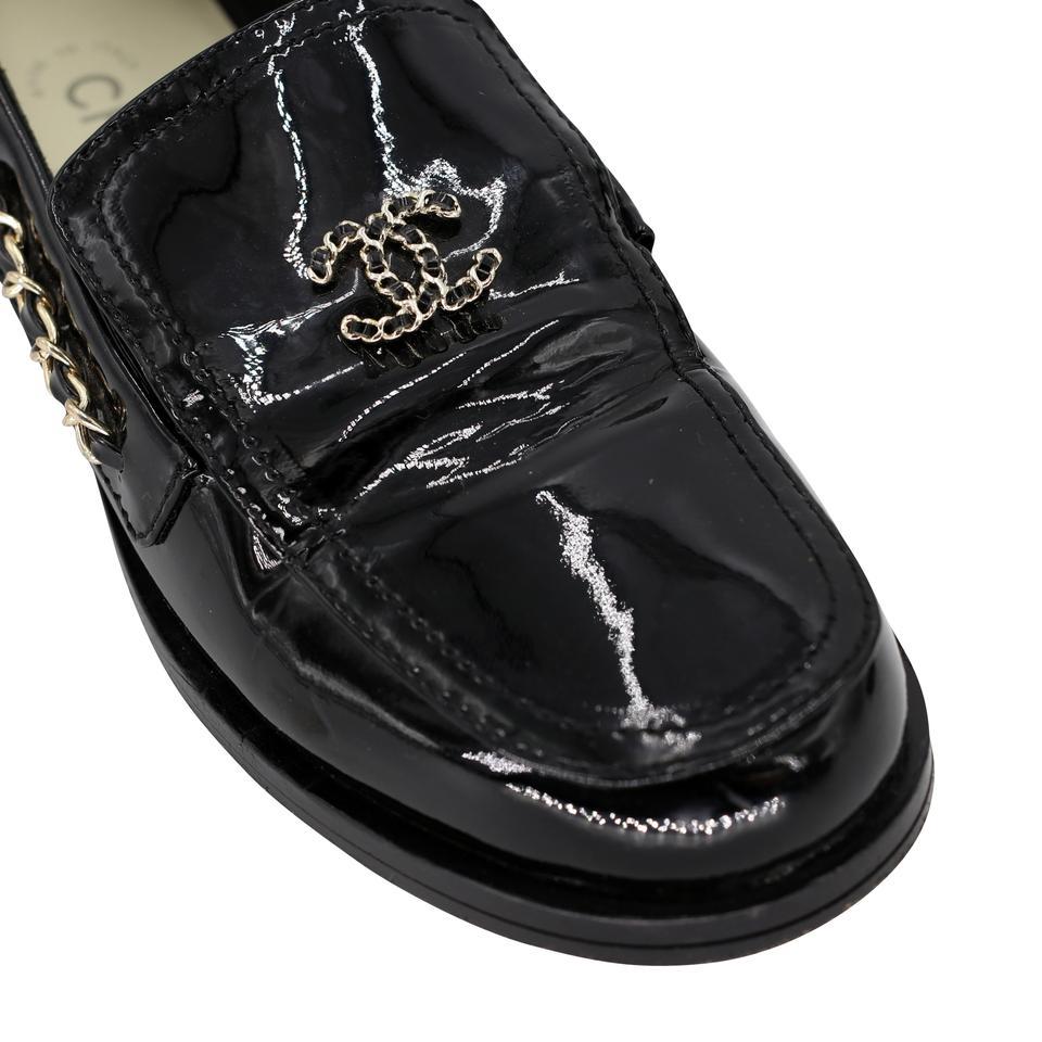 Women's Chanel 2.55 Chain Loafers 37 Patent Leather Cc Logo Formal Shoes CC-S0829-0006