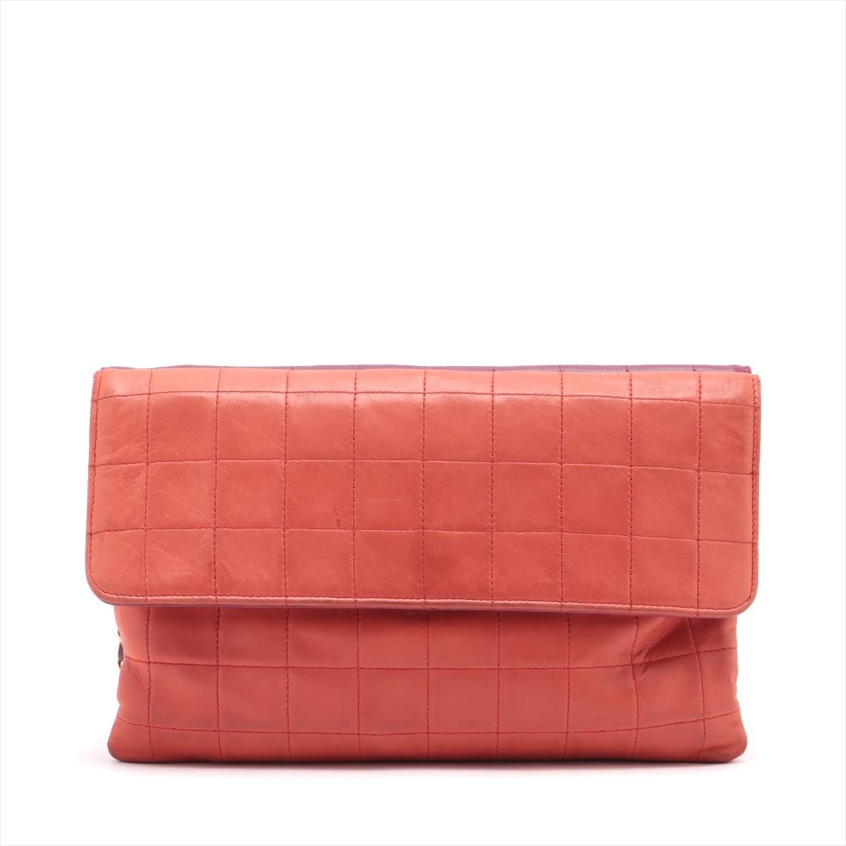 Brown Chanel 2.55 Chocolate Bar Chain Twin Shoulder Bag Purple x Orange
