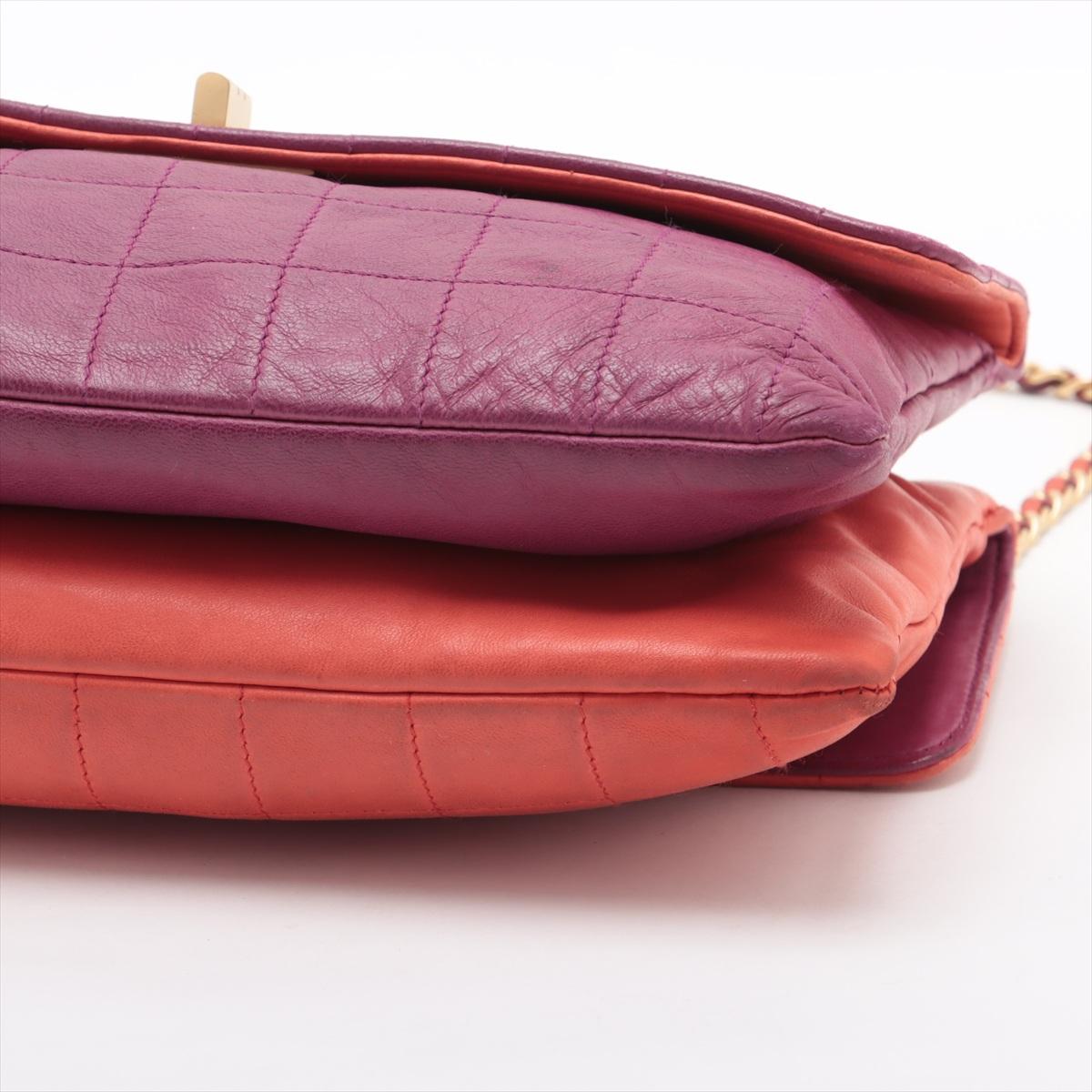 Chanel 2.55 Chocolate Bar Chain Twin Shoulder Bag Purple x Orange In Good Condition In Humacao, PR