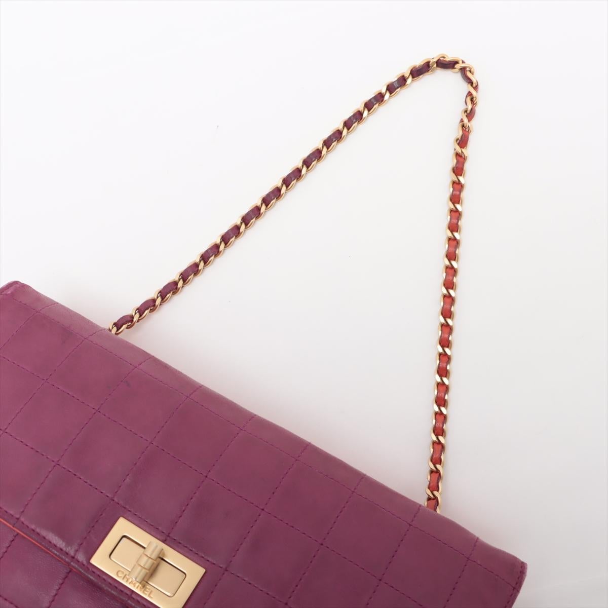 Chanel 2.55 Chocolate Bar Chain Twin Shoulder Bag Purple x Orange 1