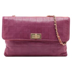 Chanel 2.55 Chocolate Bar Chain Twin Shoulder Bag Purple x Orange