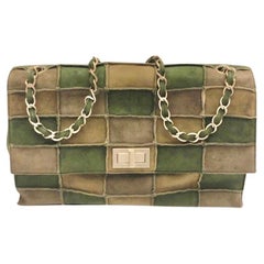 Chanel Green Colour Blocking Flap Shoulder Bag 