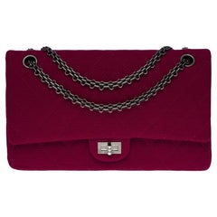 Chanel 2.55 Classic handbag with double flap in burgundy quilted jersey