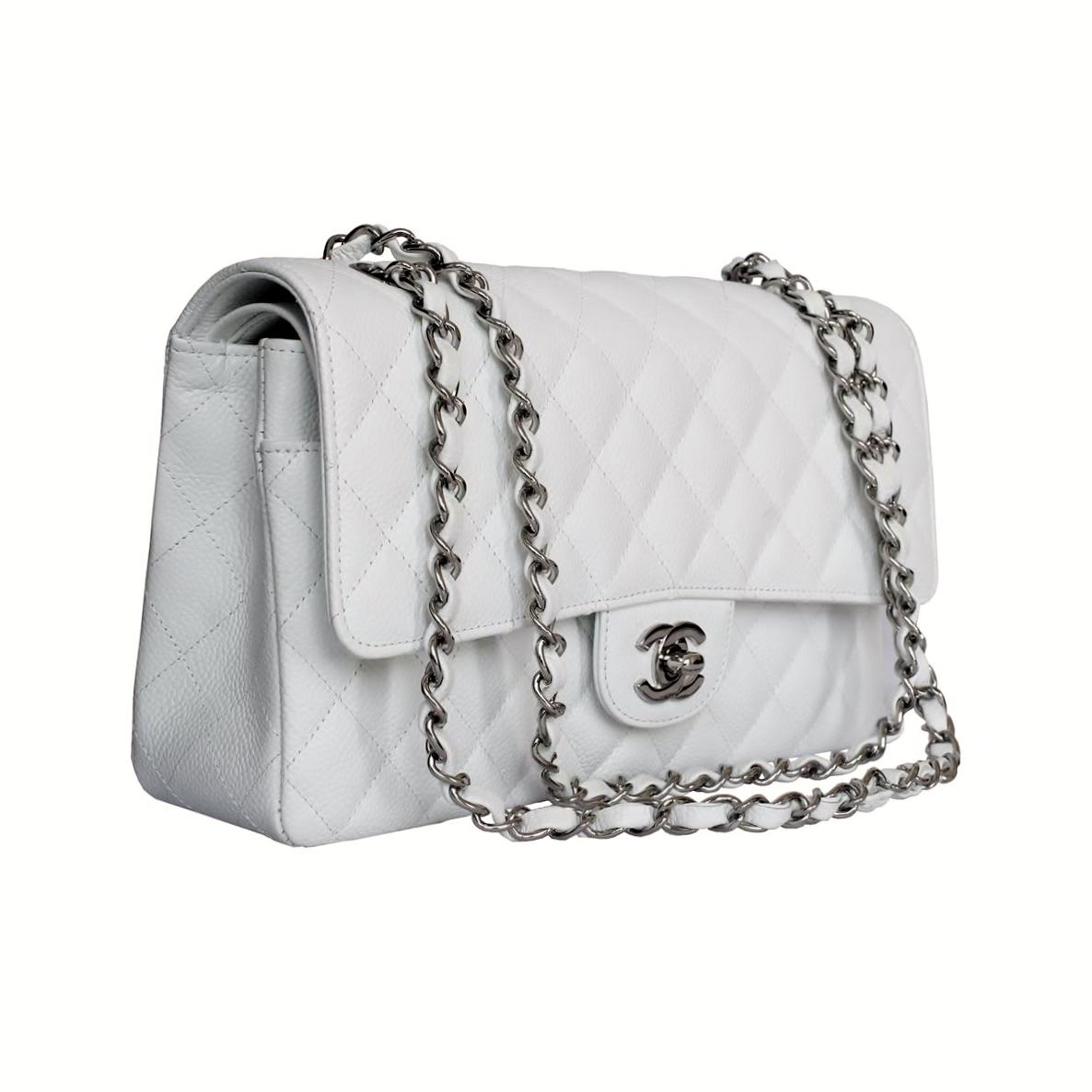 Chanel 2.55 Classic White Bag In Excellent Condition In Gazzaniga (BG), IT