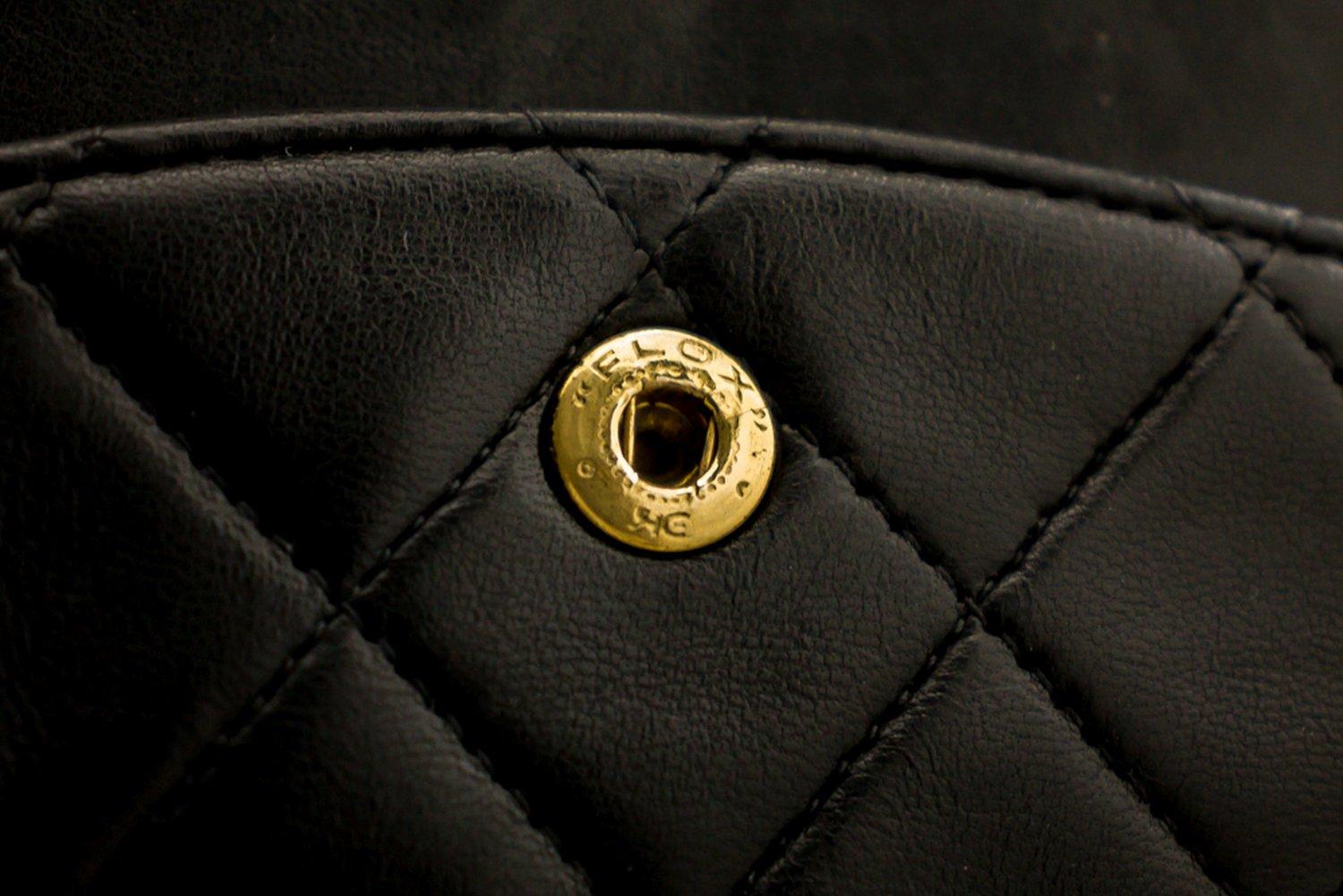 CHANEL 2.55 Double Chain Flap Shoulder Bag Lambskin Black Handbag For Sale 11