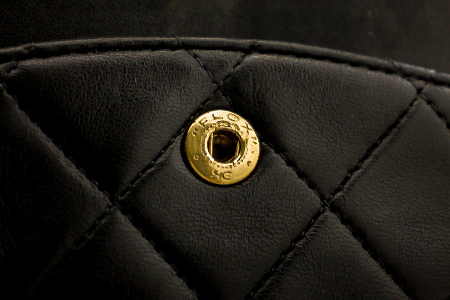 CHANEL 2.55 Double Chain Flap Shoulder Bag Lambskin Black Handbag 11