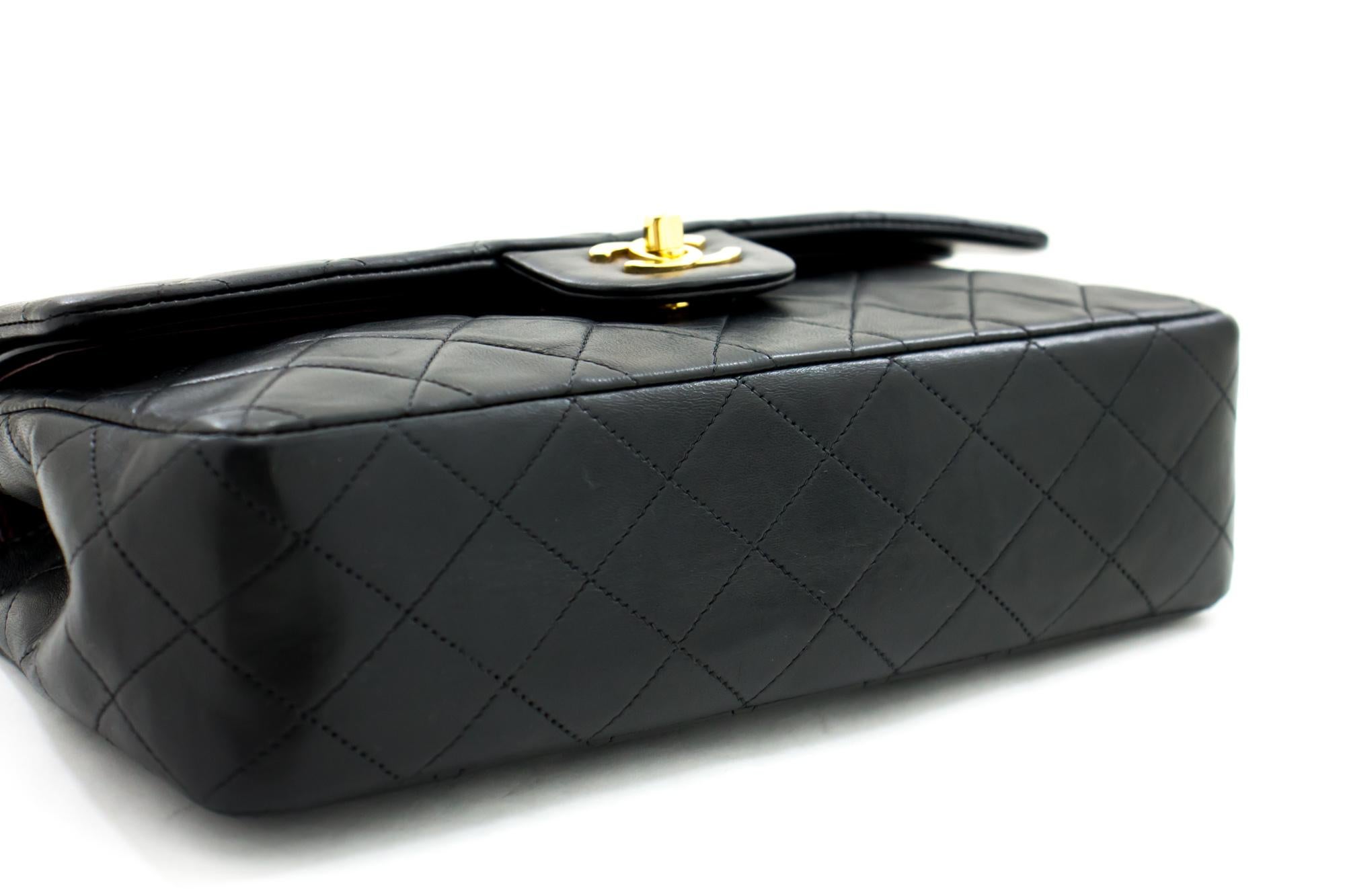 Women's CHANEL 2.55 Double Chain Flap Shoulder Bag Lambskin Black Handbag For Sale