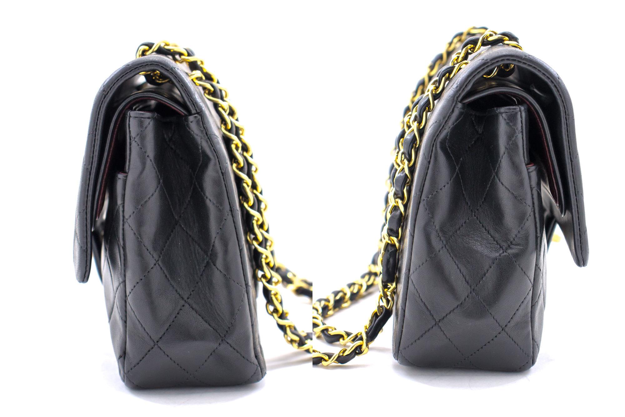 CHANEL 2.55 Double Chain Flap Shoulder Bag Lambskin Black Handbag For Sale 1