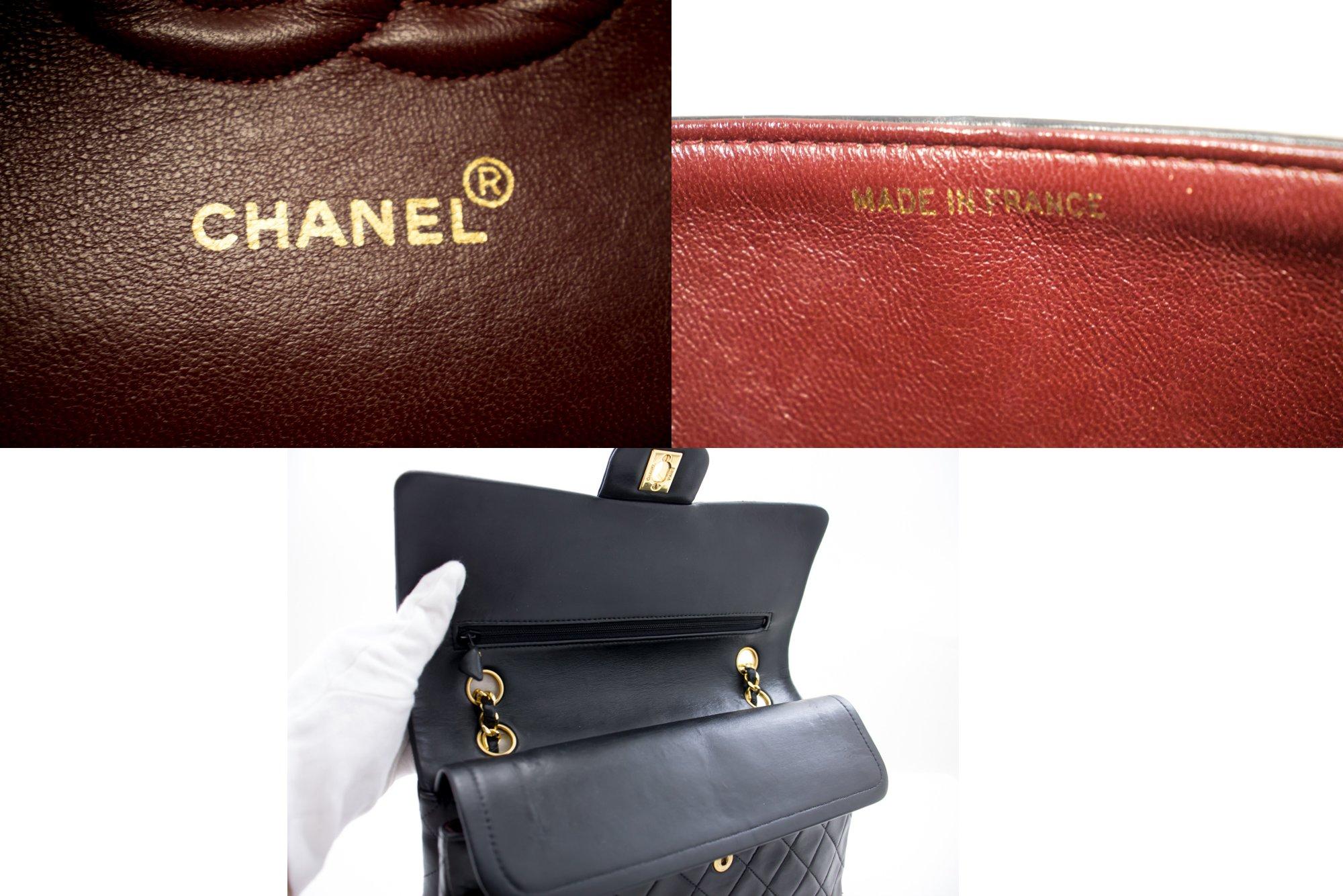 CHANEL 2.55 Double Chain Flap Shoulder Bag Lambskin Black Handbag For Sale 4