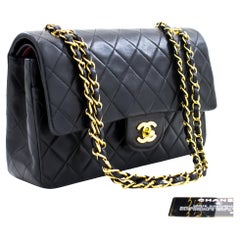 CHANEL 2.55 Double Flap 10""" Kette Umhängetasche aus Lammfell Schwarz