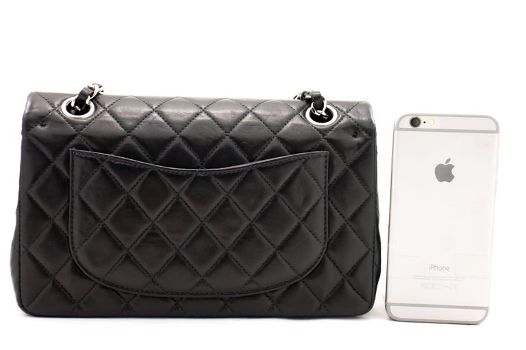 Chanel 2.55 lined Flap Medium Silver Chain Shoulder Bag Black Leather  ref.322893 - Joli Closet