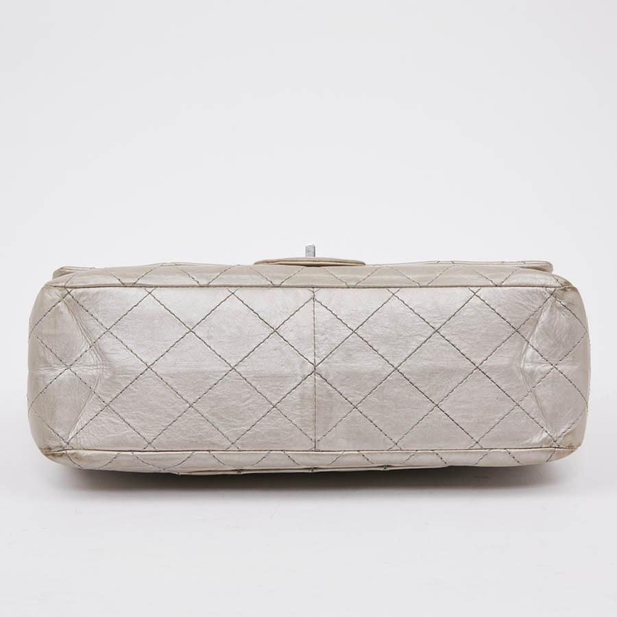 Women's CHANEL 2.55 Double Flap Bag in Quilted Silver Crumpled Leather