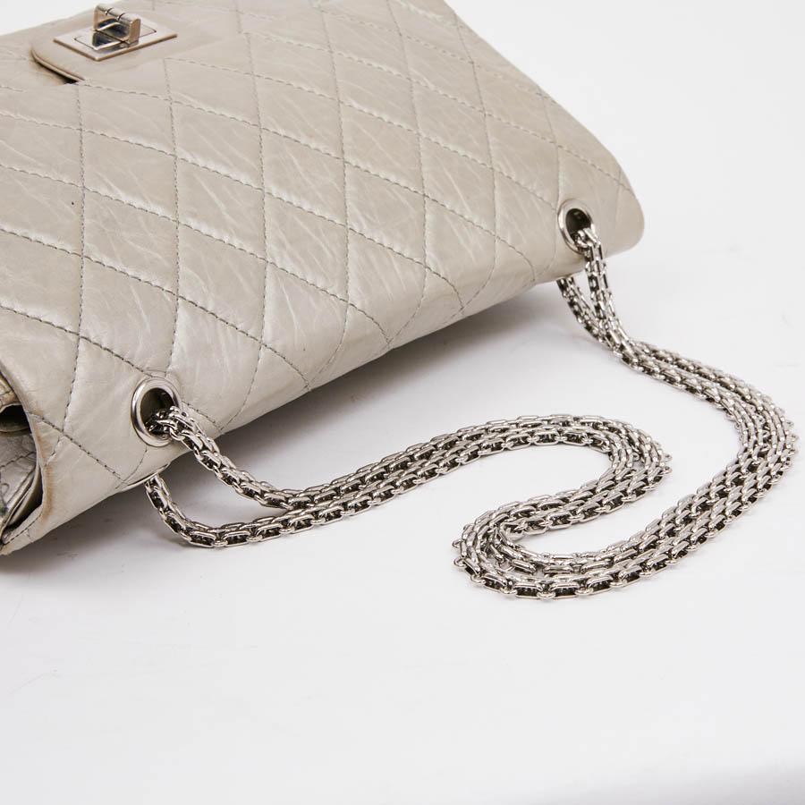 CHANEL 2.55 Double Flap Bag in Quilted Silver Crumpled Leather 3