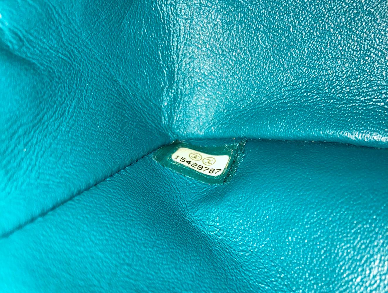 Chanel 2.55 Double Flap Classic Teal Leather Shoulder Bag 3