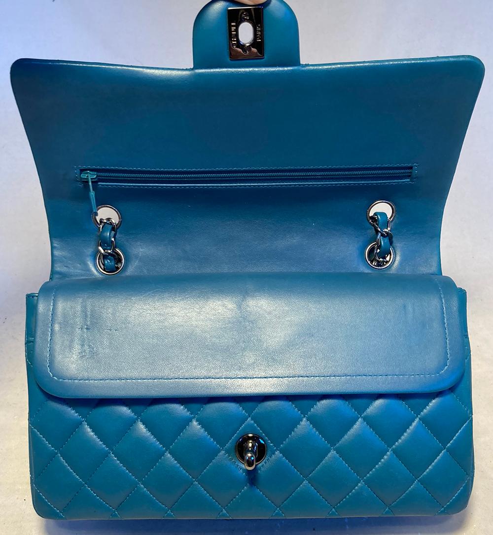 Blue Chanel 2.55 Double Flap Classic Teal Leather Shoulder Bag