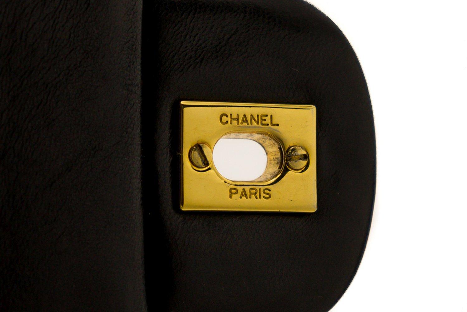 CHANEL 2.55 Double Flap Medium Chain Shoulder Bag Lambskin Black 10
