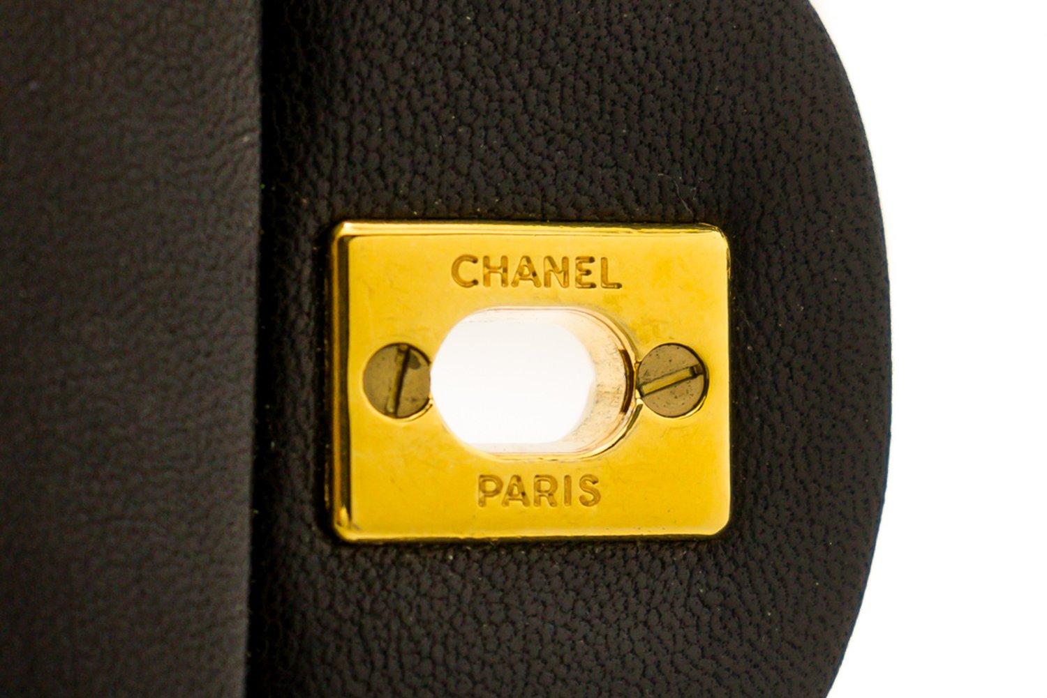 CHANEL 2.55 Double Flap Medium Chain Shoulder Bag Lambskin Black 10