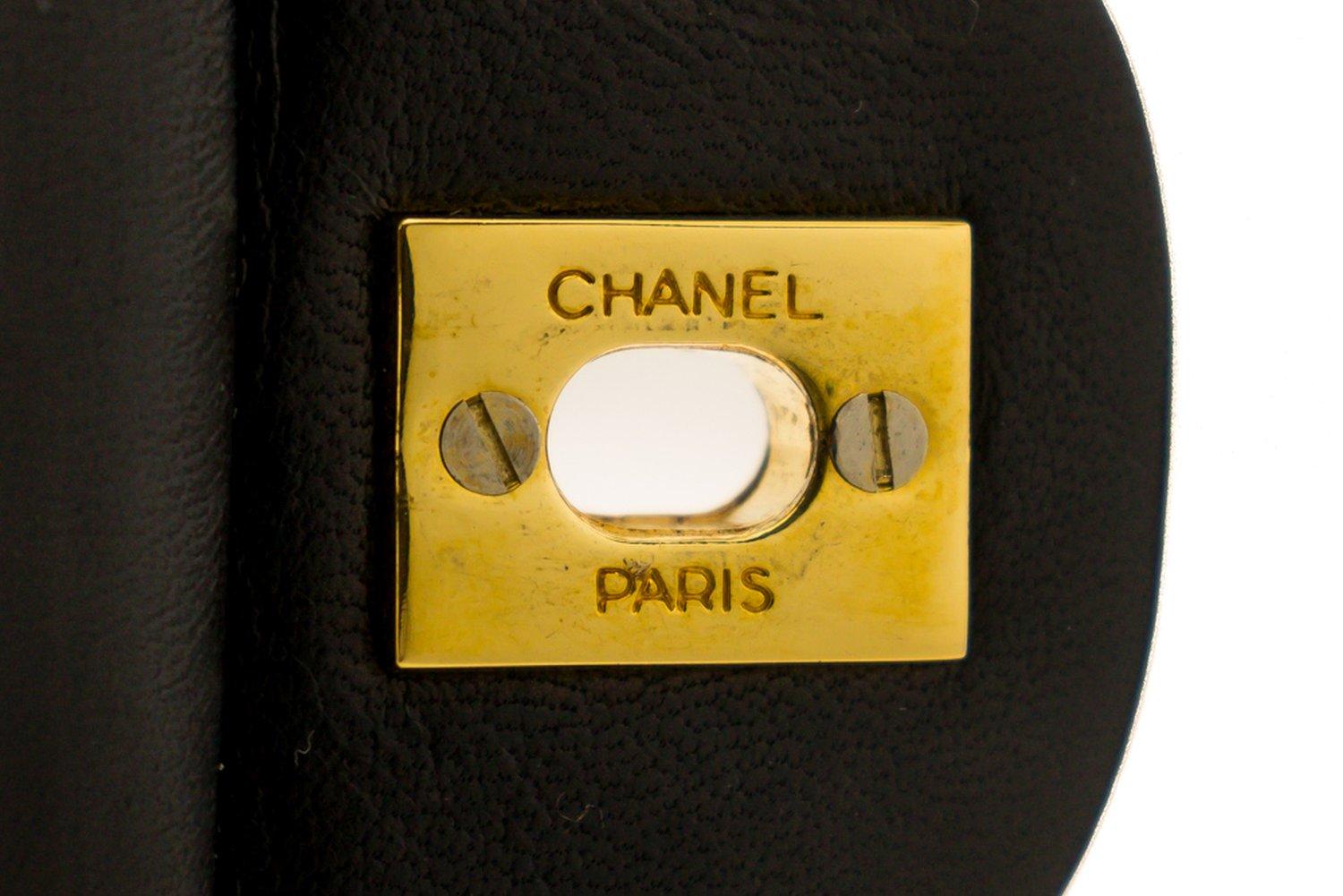 CHANEL 2.55 Double Flap Medium Chain Shoulder Bag Lambskin Black 8