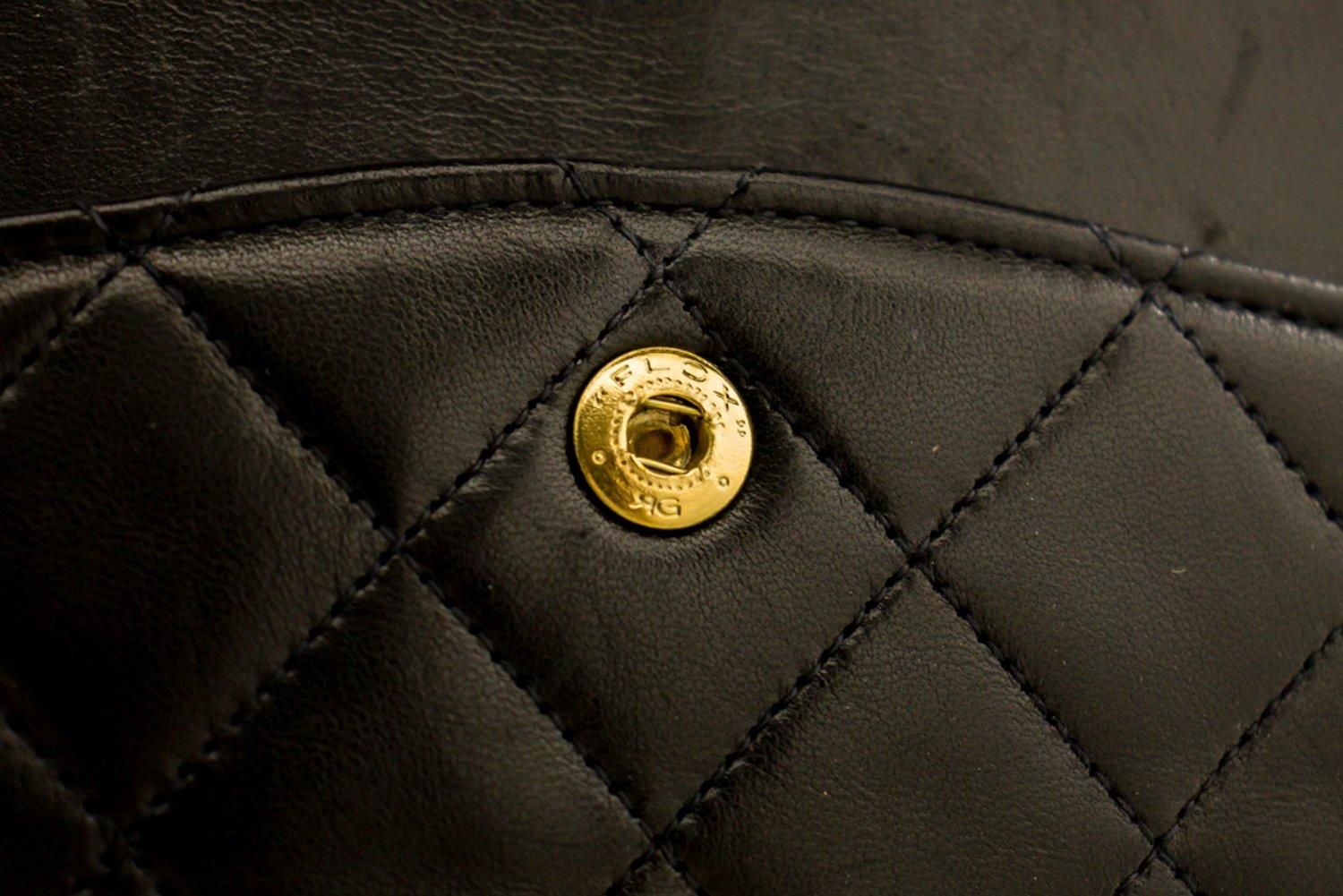 CHANEL 2.55 Double Flap Medium Chain Shoulder Bag Lambskin Black 11