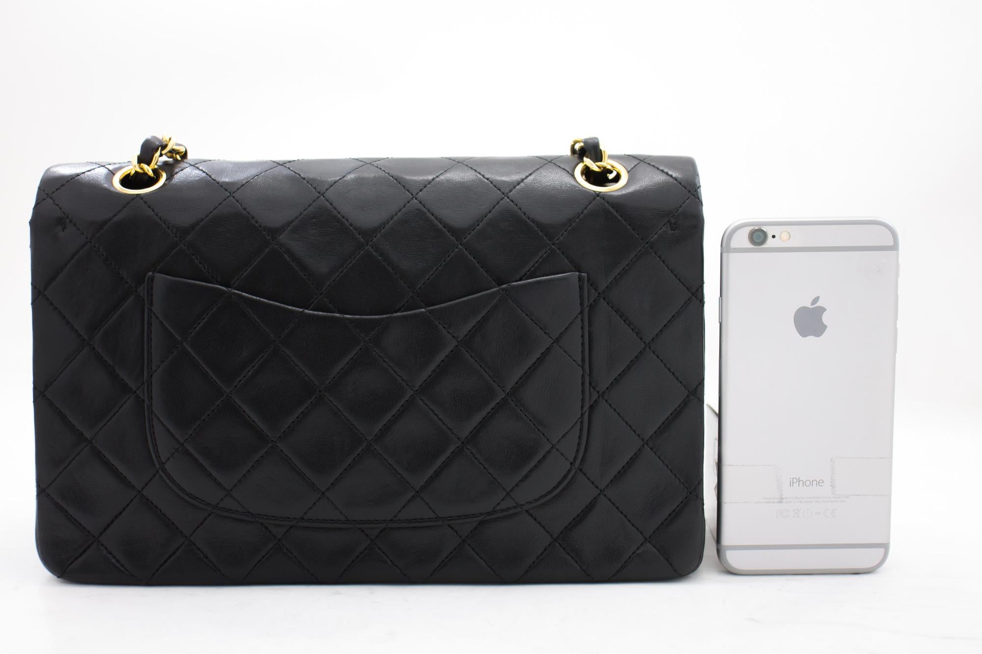 CHANEL 2.55 Double Flap Medium Chain Shoulder Bag Lambskin Black In Good Condition In Takamatsu-shi, JP