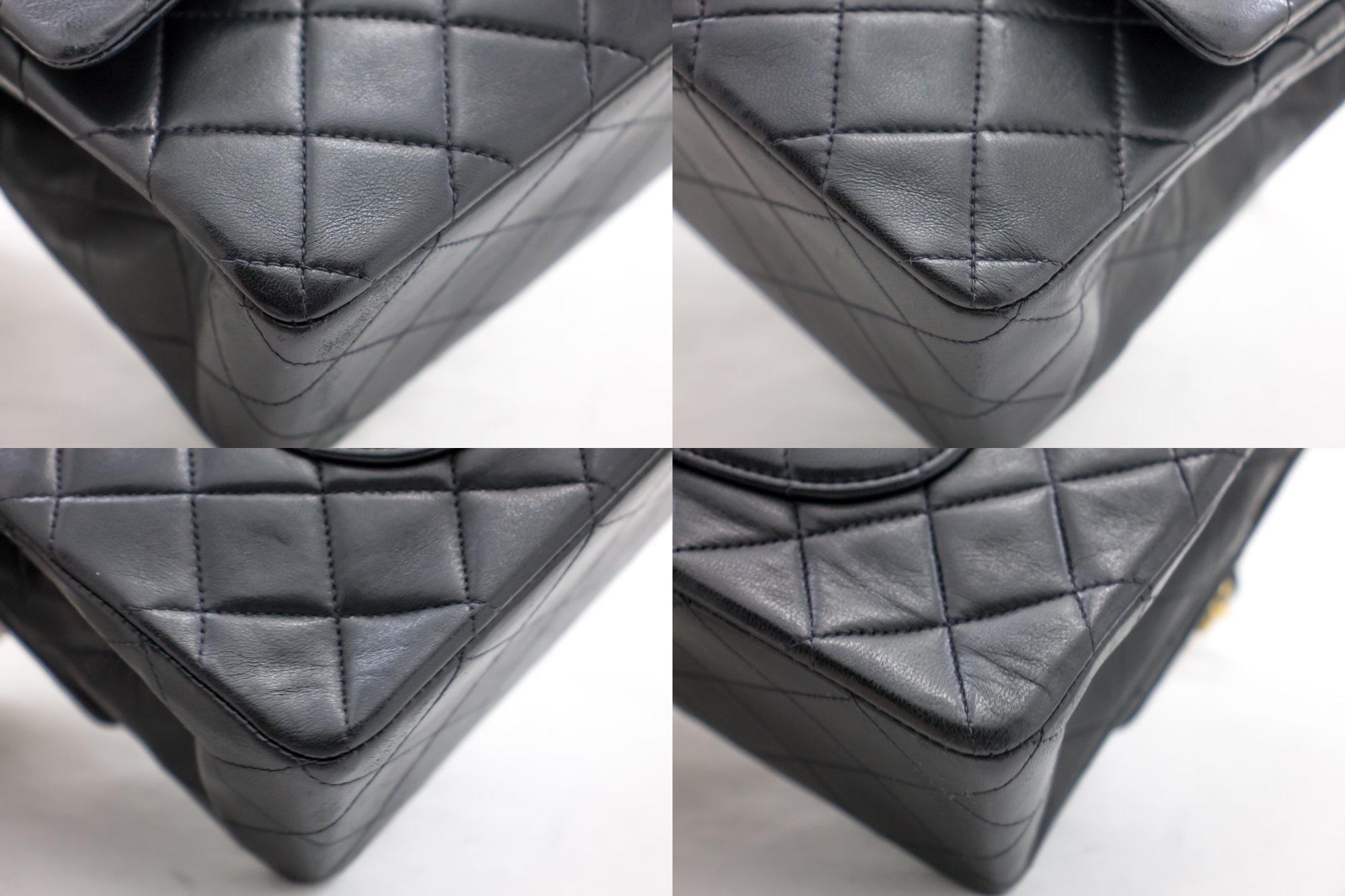 Women's CHANEL 2.55 Double Flap Medium Chain Shoulder Bag Lambskin Black
