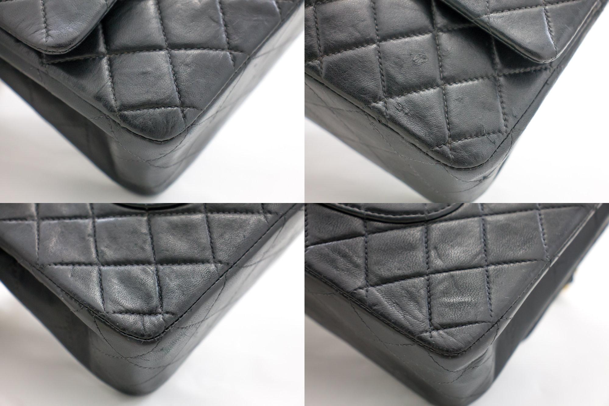 CHANEL 2.55 Double Flap Medium Chain Shoulder Bag Lambskin Black 1