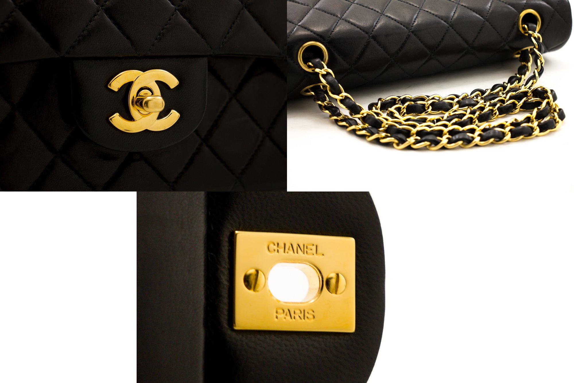 CHANEL 2.55 Double Flap Medium Chain Shoulder Bag Lambskin Black 2