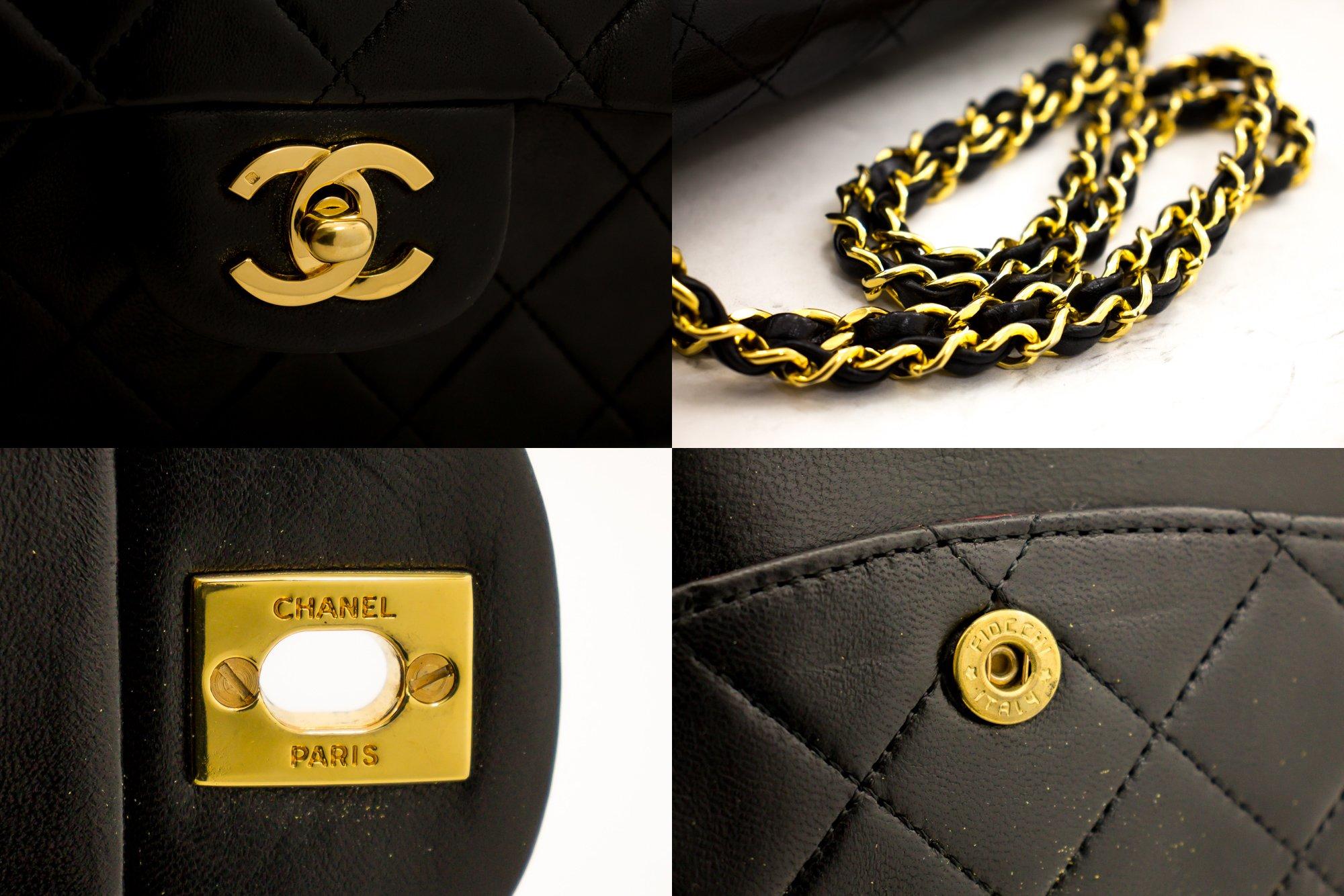 CHANEL 2.55 Double Flap Medium Chain Shoulder Bag Lambskin Black 3