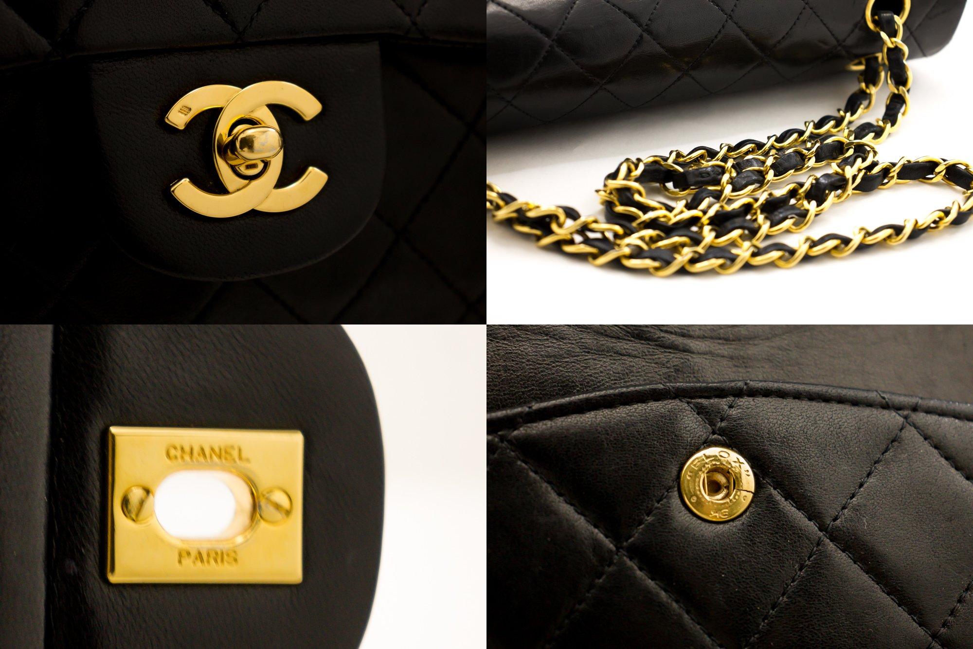 CHANEL 2.55 Double Flap Medium Chain Shoulder Bag Lambskin Black 2