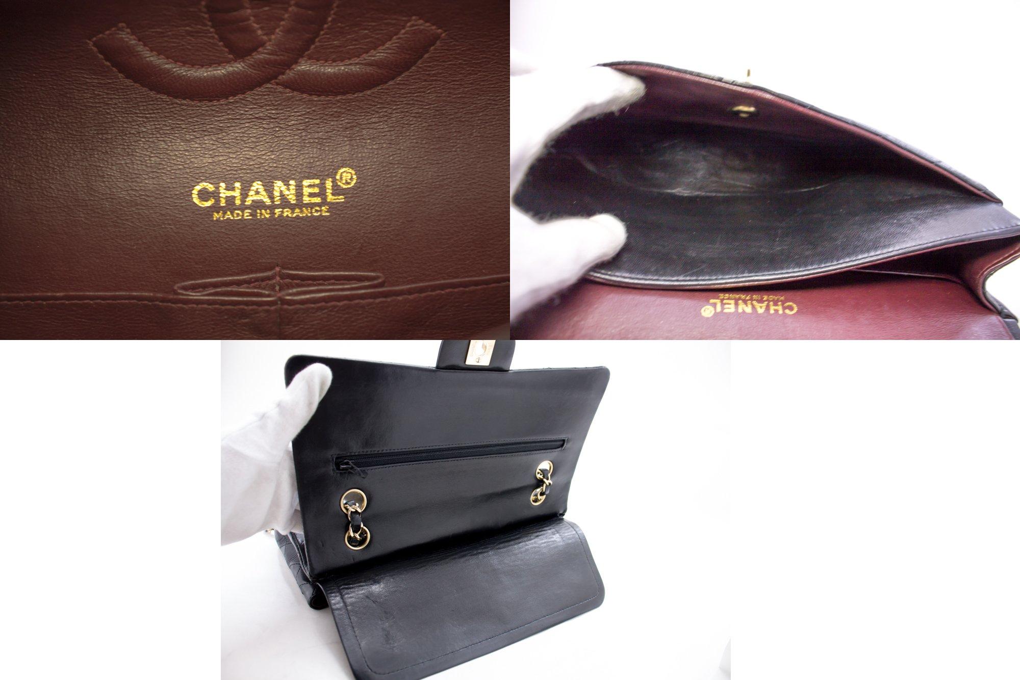 CHANEL 2.55 Double Flap Medium Chain Shoulder Bag Lambskin Black 4
