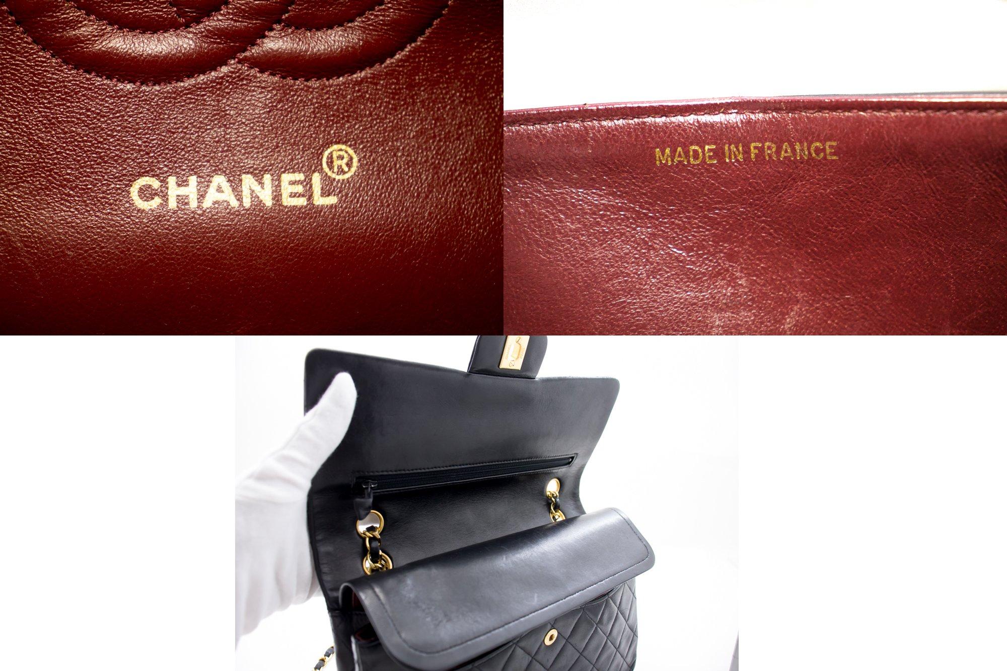 Donna CHANEL 2.55 Borsa a tracolla media a doppia patta in pelle di agnello nera