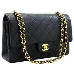 CHANEL 2.55 Double Flap Medium Chain Shoulder Bag Lambskin Black