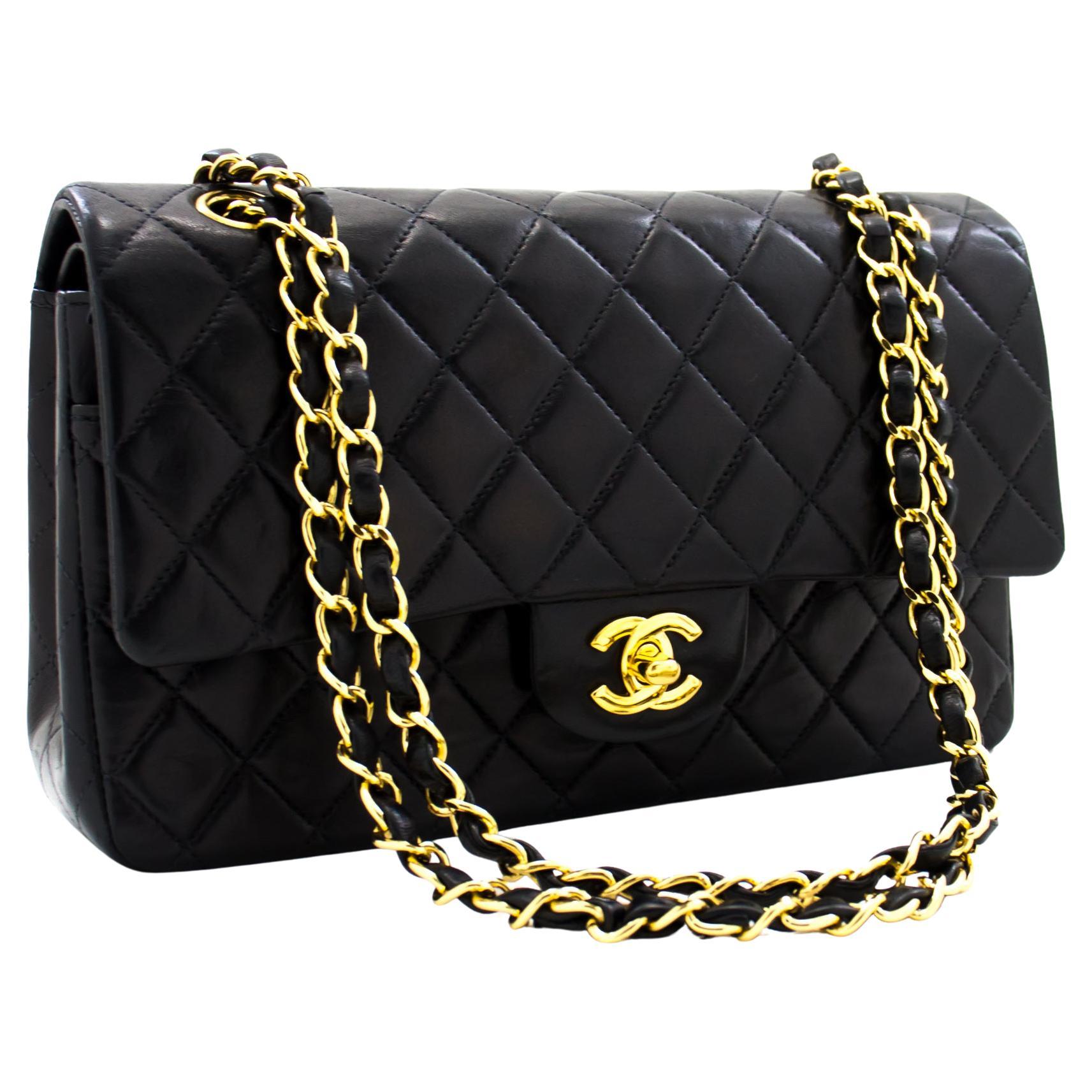 CHANEL 2.55 Double Flap Medium Chain Shoulder Bag Lambskin Black