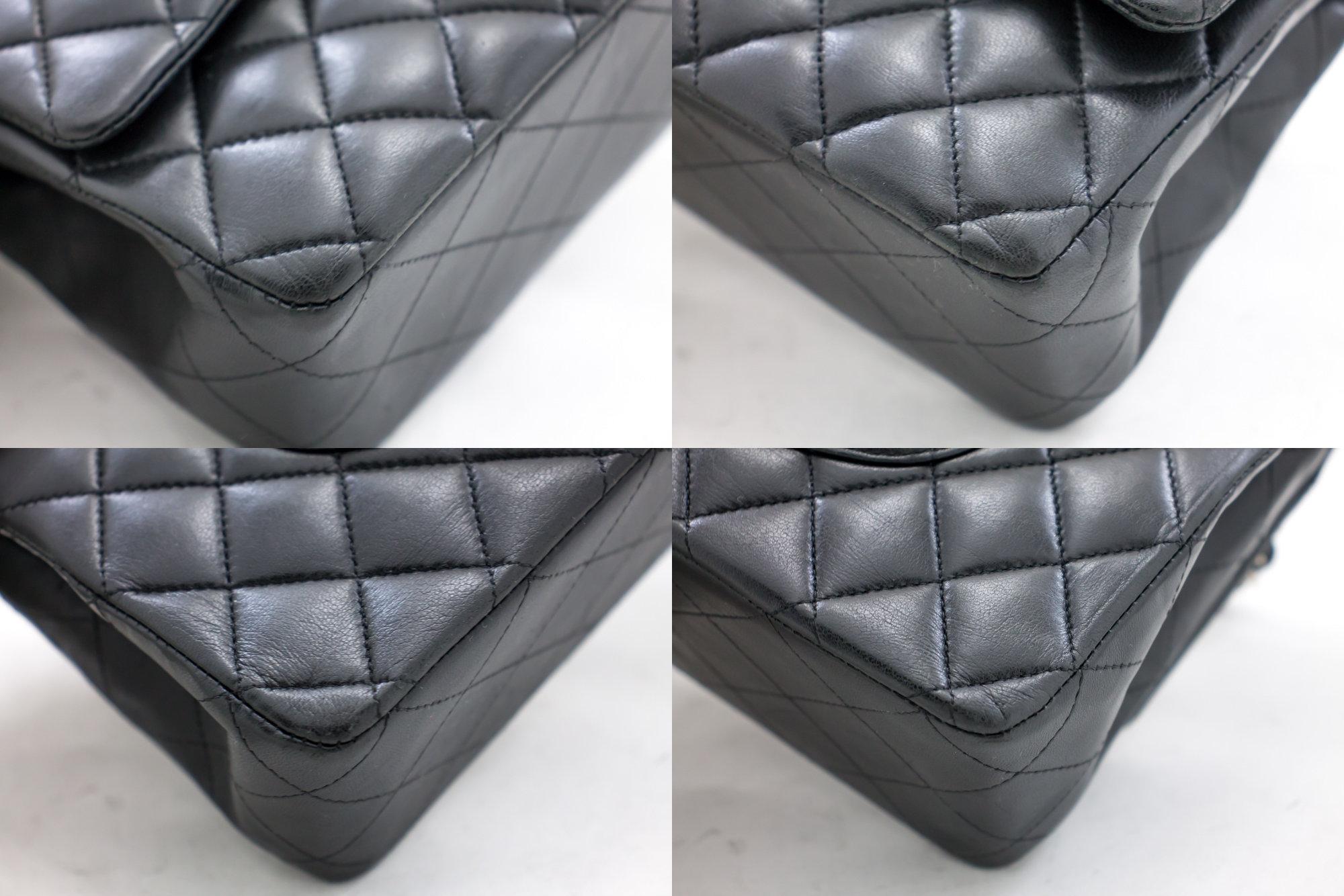 CHANEL 2.55 Double Flap Medium Silver Chain Shoulder Bag Black 2