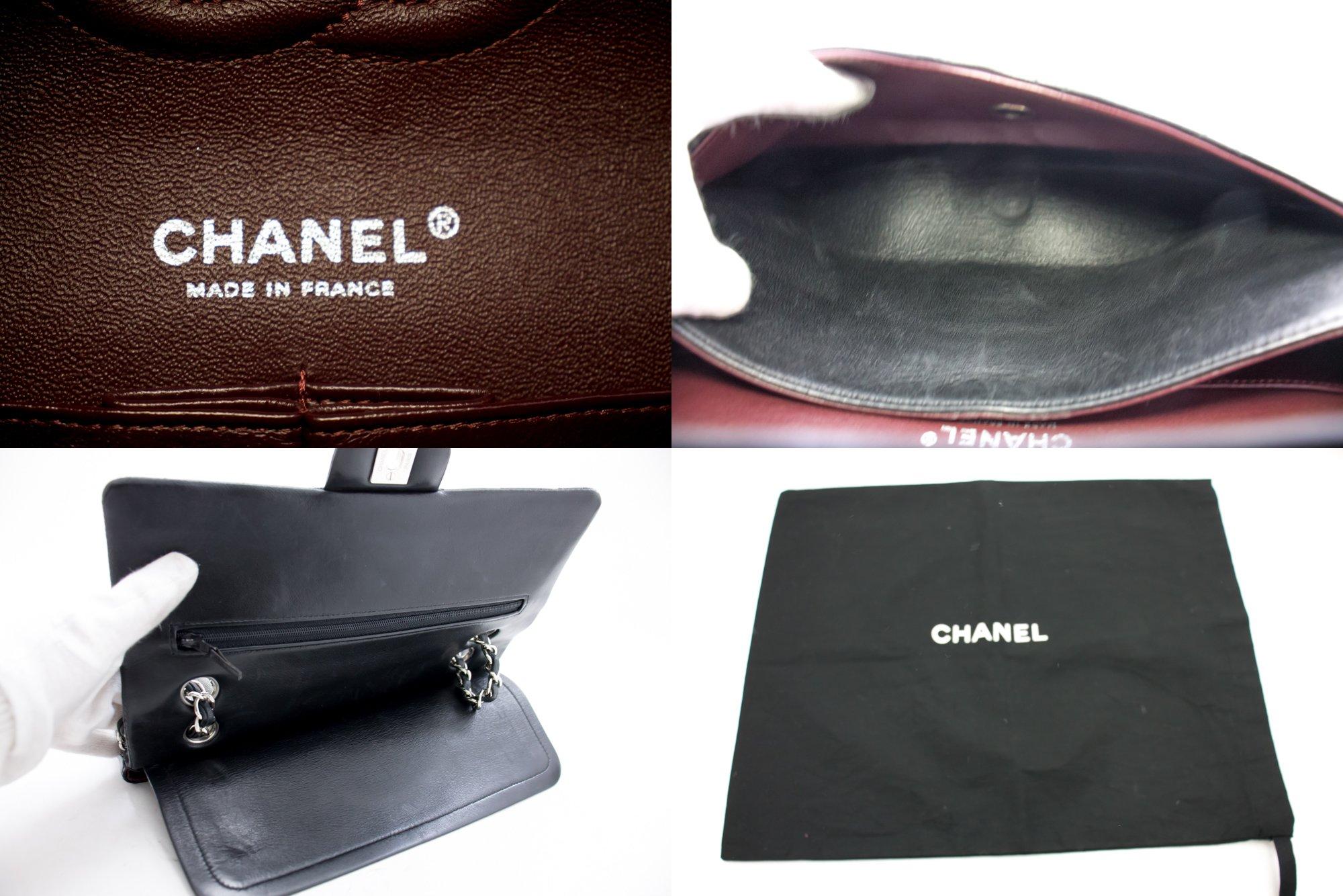 CHANEL 2.55 Double Flap Medium Silver Chain Shoulder Bag Black 4
