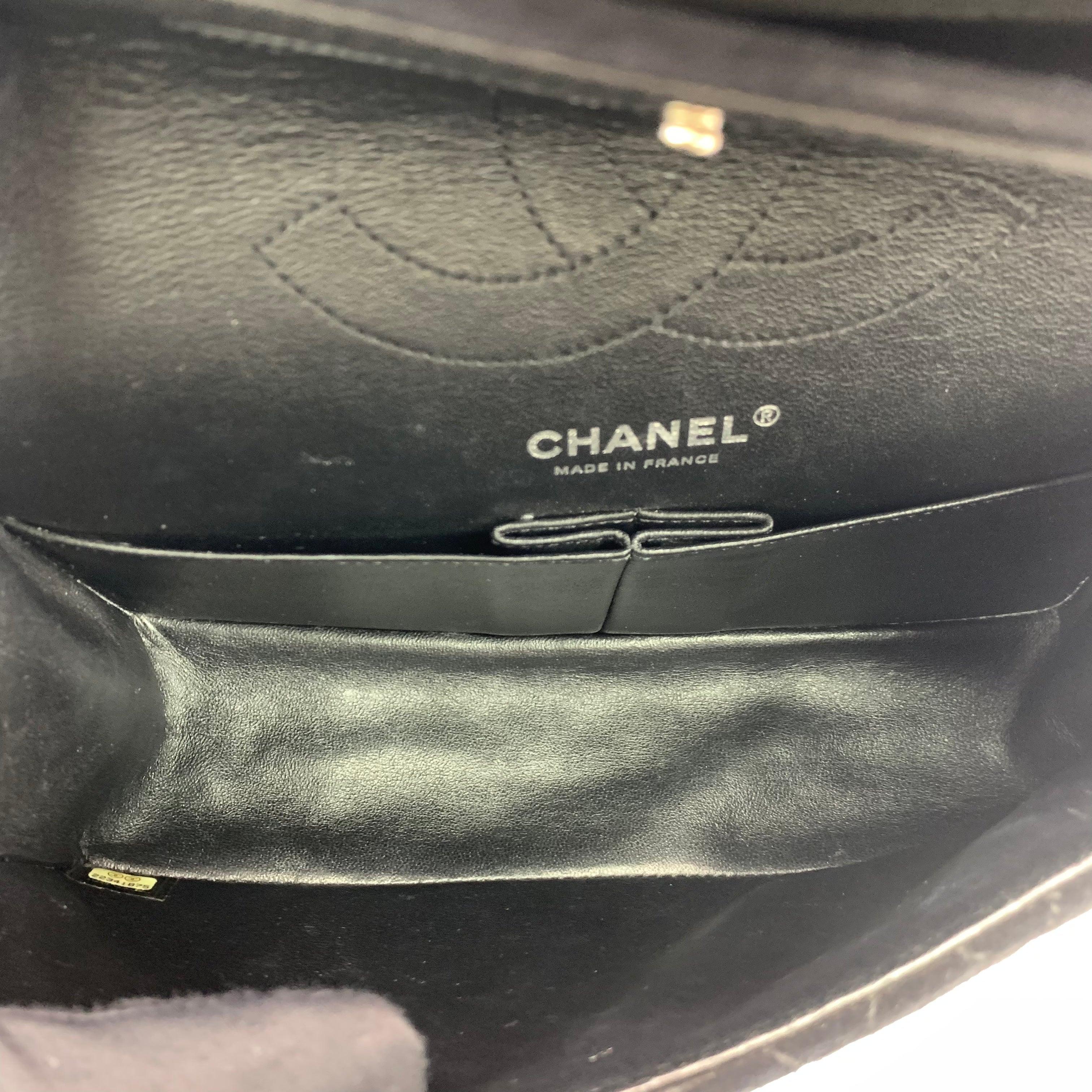 Chanel 2.55 Double Flap Medium Suede Leather Navy Silver HW, 2016 For Sale 3