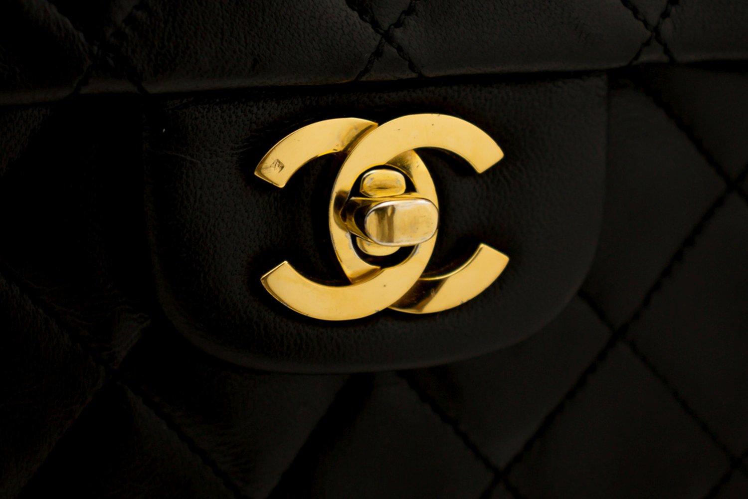 CHANEL 2.55 Double Flap Small Chain Shoulder Bag Lambskin Black For Sale 7