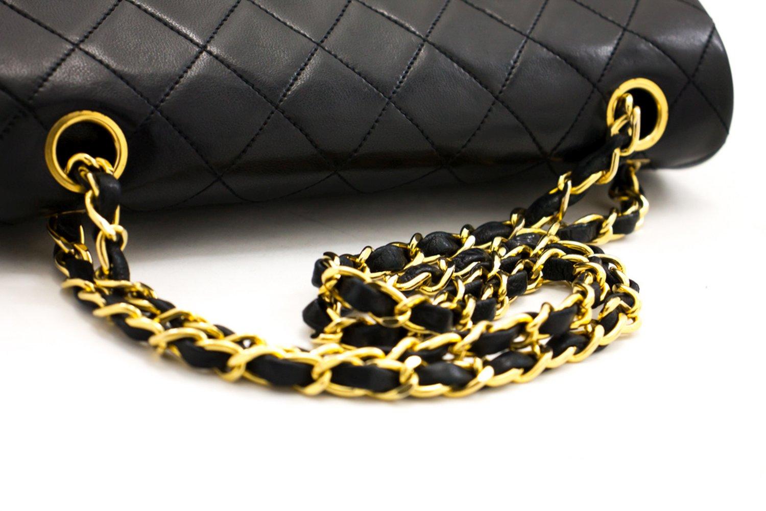 CHANEL 2.55 Double Flap Small Chain Shoulder Bag Lambskin Black For Sale 8
