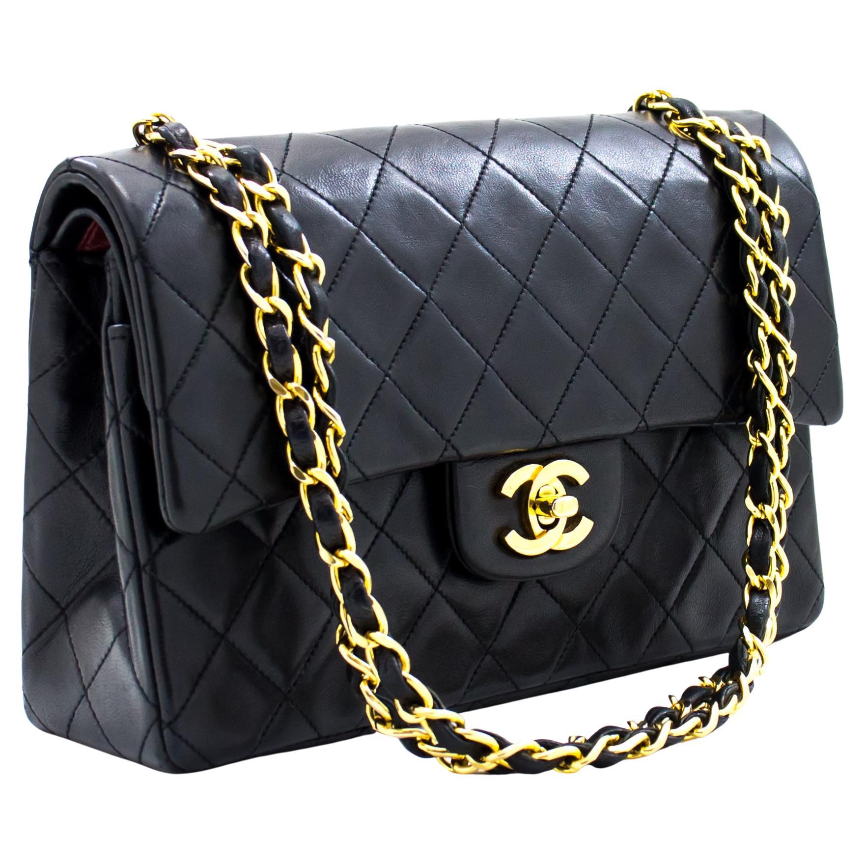 CHANEL 2.55 Double Flap Small Chain Shoulder Bag Lambskin Black For Sale