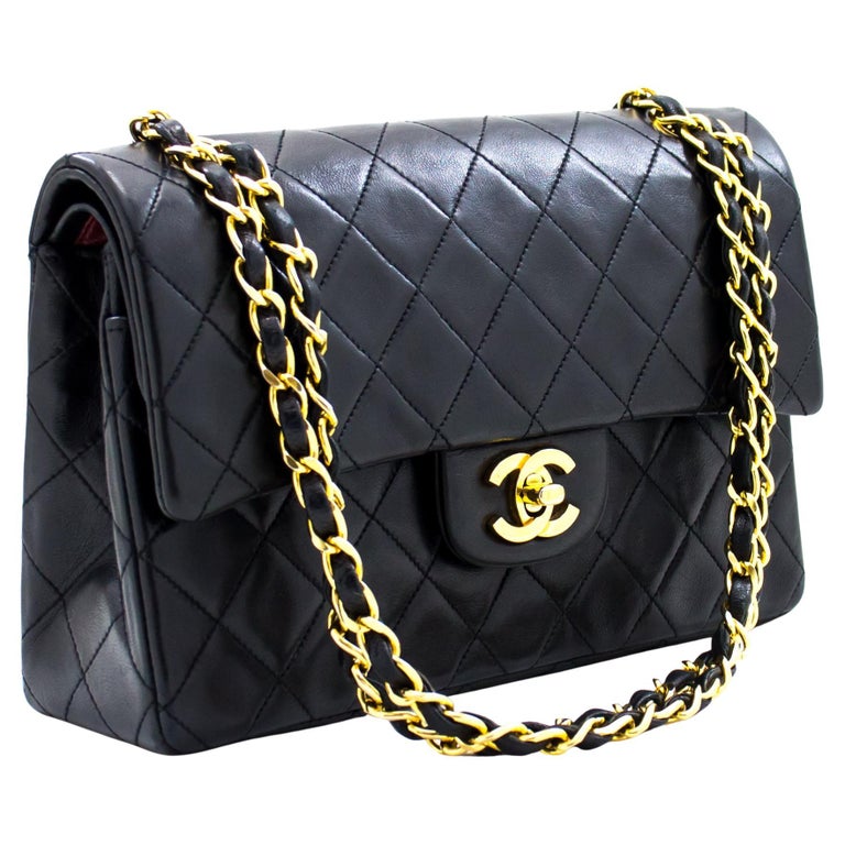 CHANEL 2.55 Double Flap Small Chain Shoulder Bag Lambskin Black For Sale at  1stDibs | chanel 255 mini