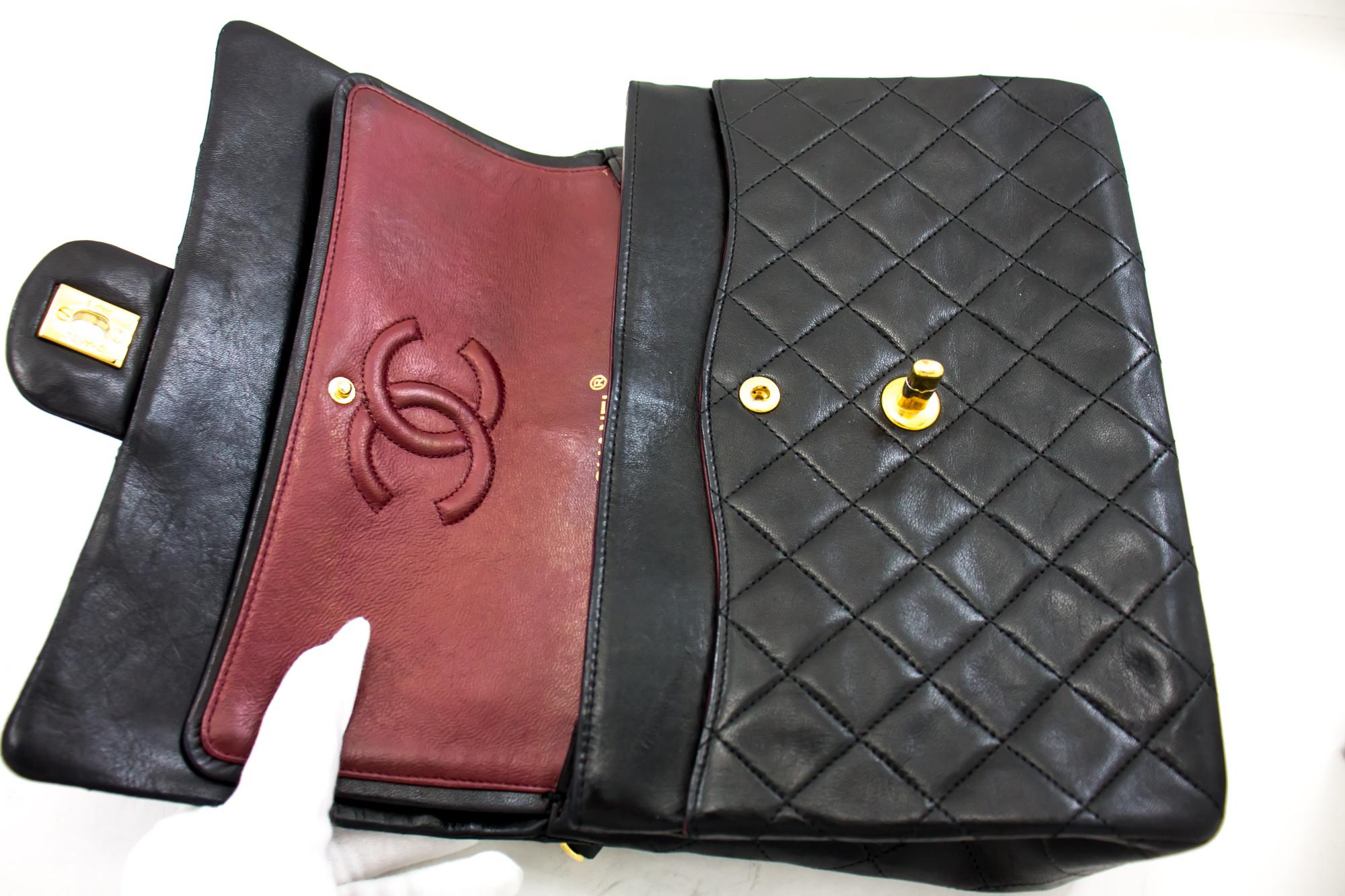 CHANEL 2.55 Double Flap Square Chain Shoulder Bag Lambskin Black For Sale 5