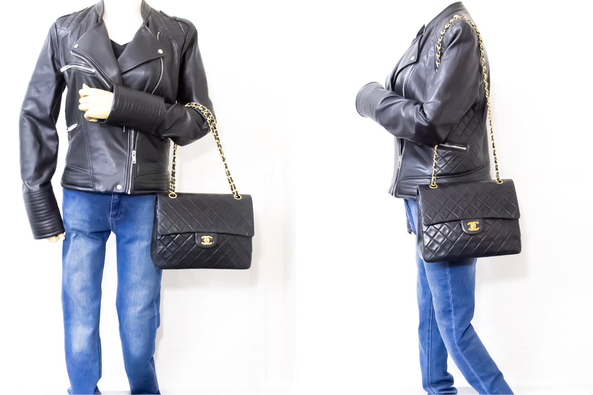 CHANEL 2.55 Double Flap Square Chain Shoulder Bag Lambskin Black For Sale 6