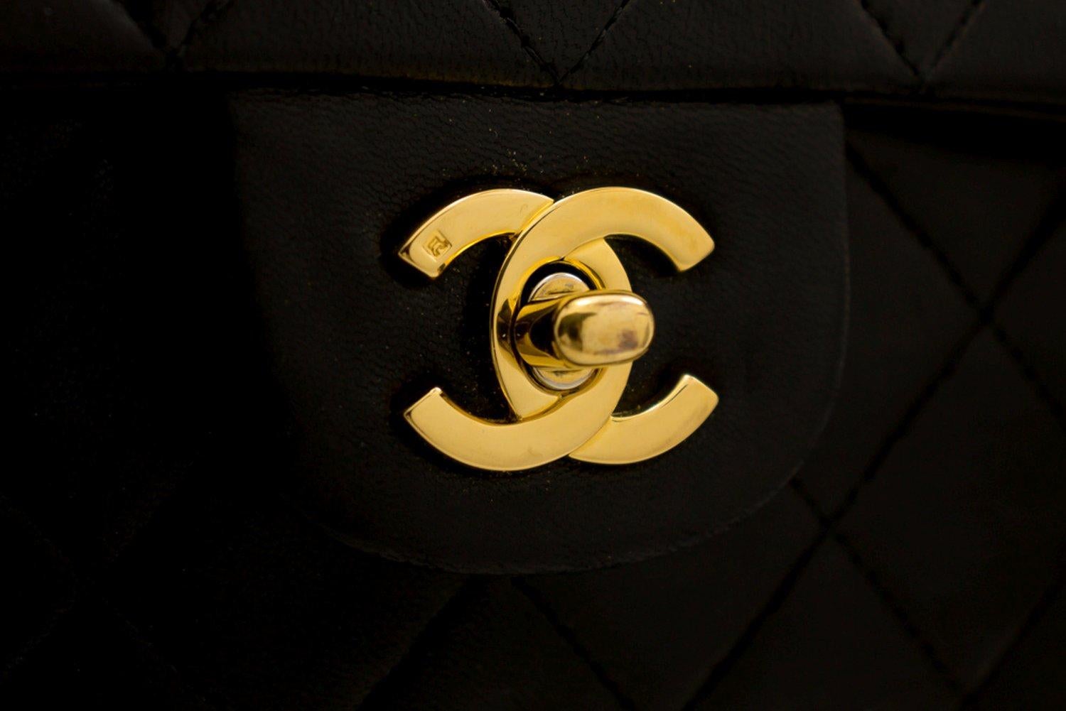 CHANEL 2.55 Double Flap Square Chain Shoulder Bag Lambskin Black For Sale 7