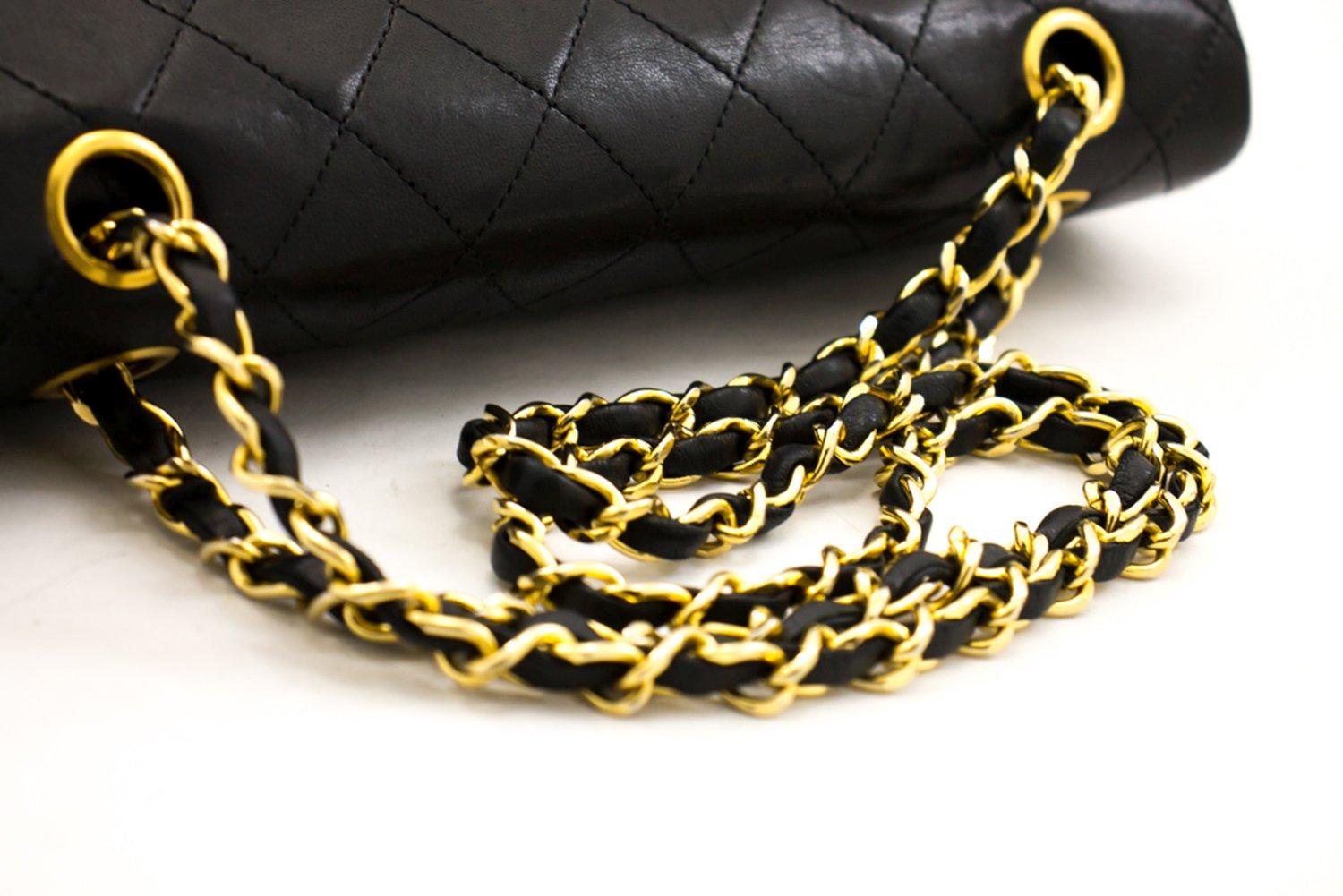 CHANEL 2.55 Double Flap Square Chain Shoulder Bag Lambskin Black For Sale 8