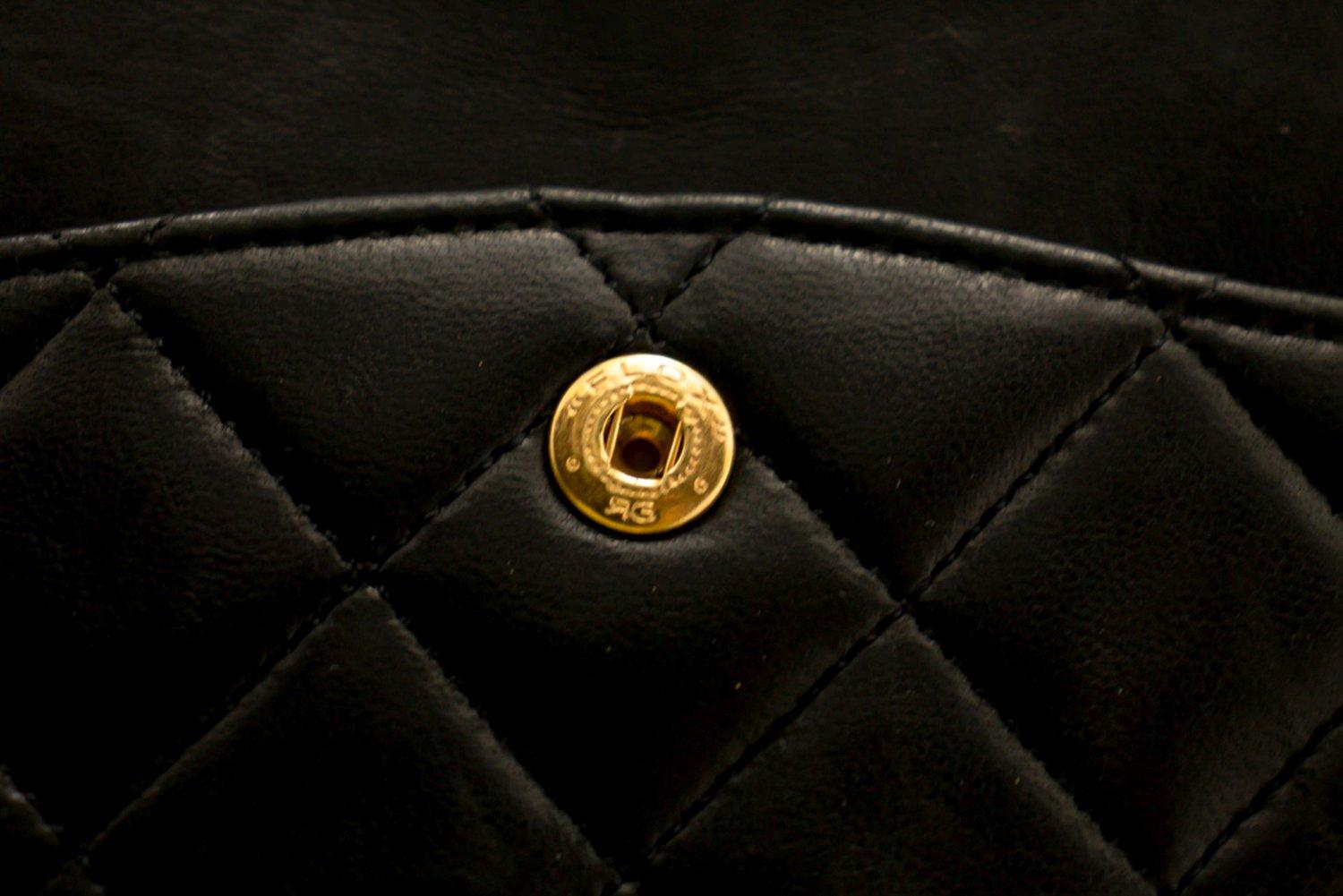 CHANEL 2.55 Double Flap Square Chain Shoulder Bag Lambskin Black 11