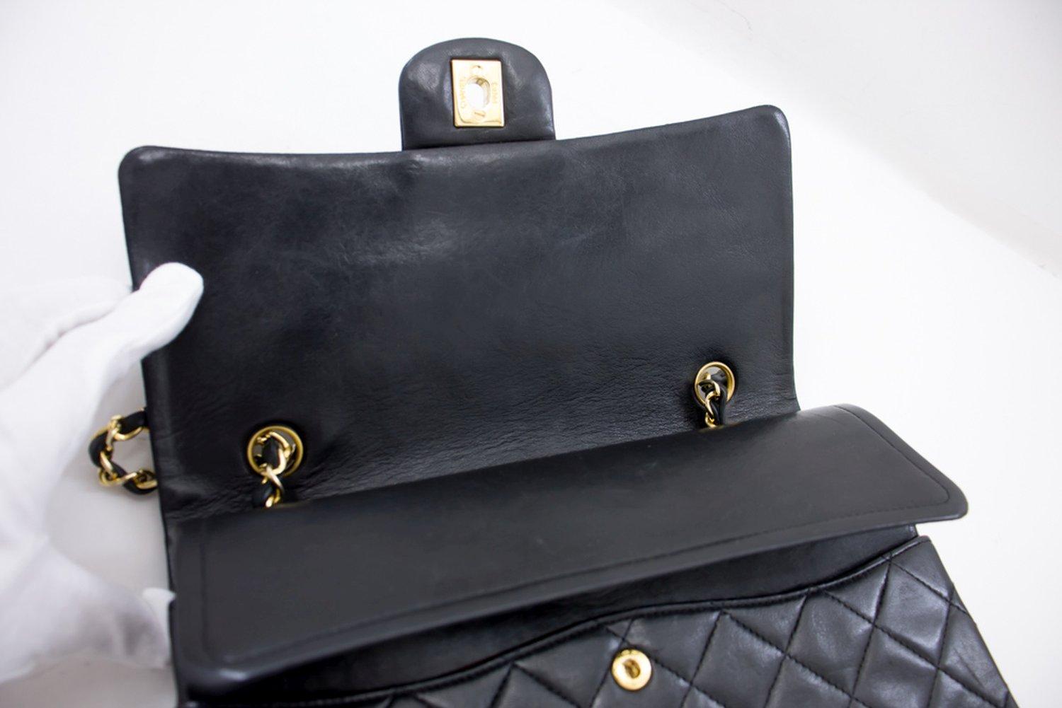 CHANEL 2.55 Double Flap Square Chain Shoulder Bag Lambskin Black For Sale 12